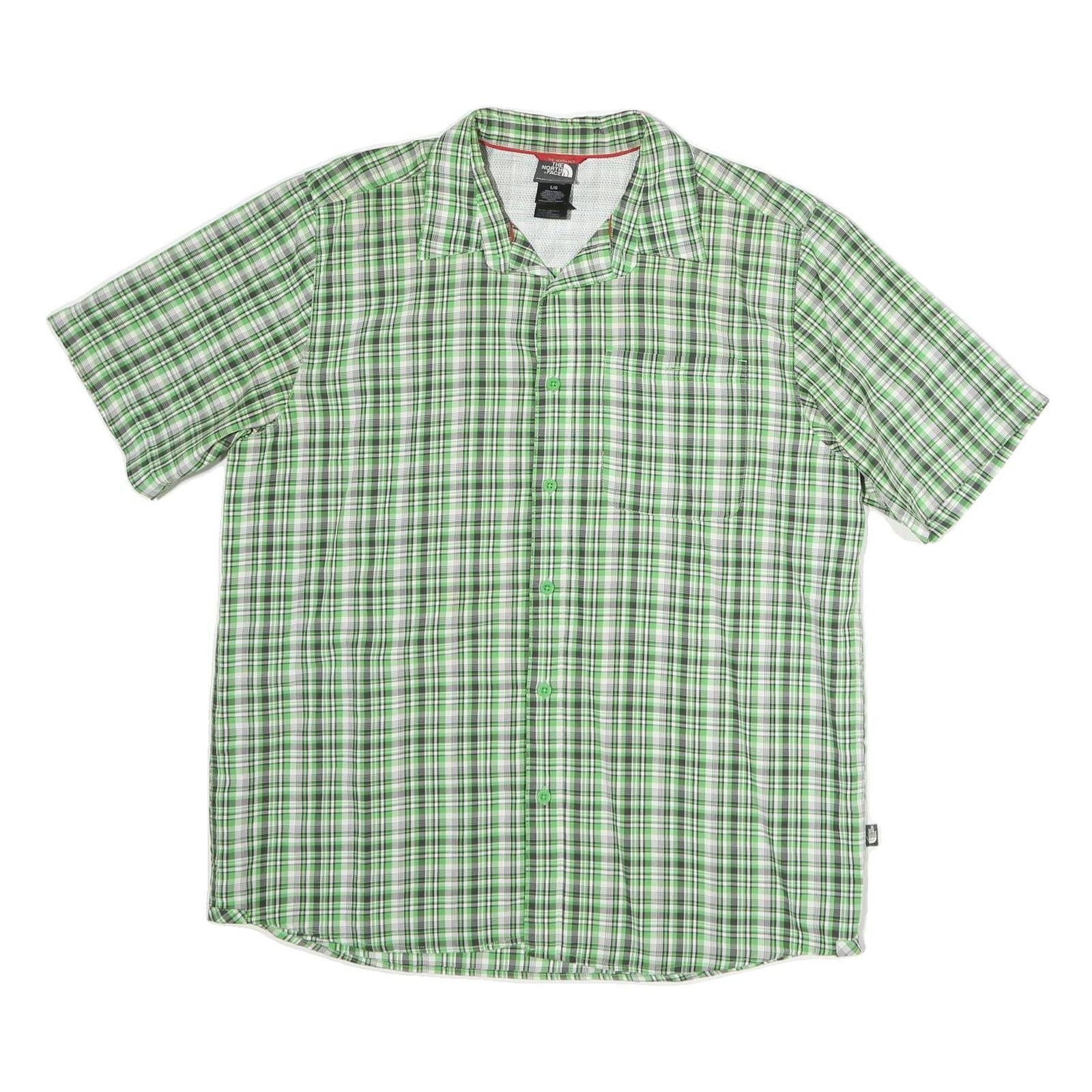 THE NORTH FACE Mens Green & White Check Shirt L Lightweight Cotton Casual Refurbished - N/A refurbished available on Cerqular