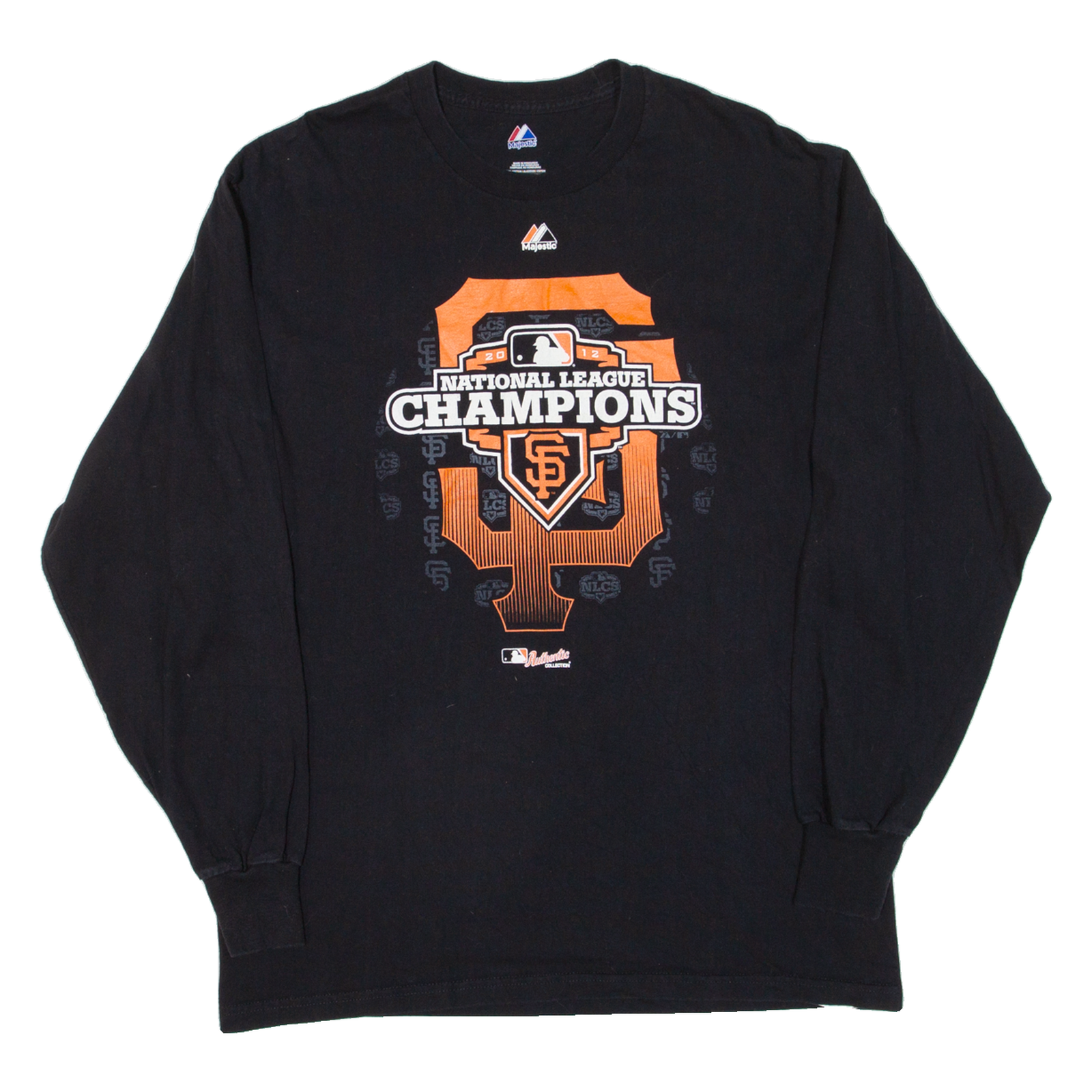 MAJESTIC 2012 National League Champions Mens T-Shirt Black Long Sleeve USA L Refurbished - N/A refurbished available on Cerqular