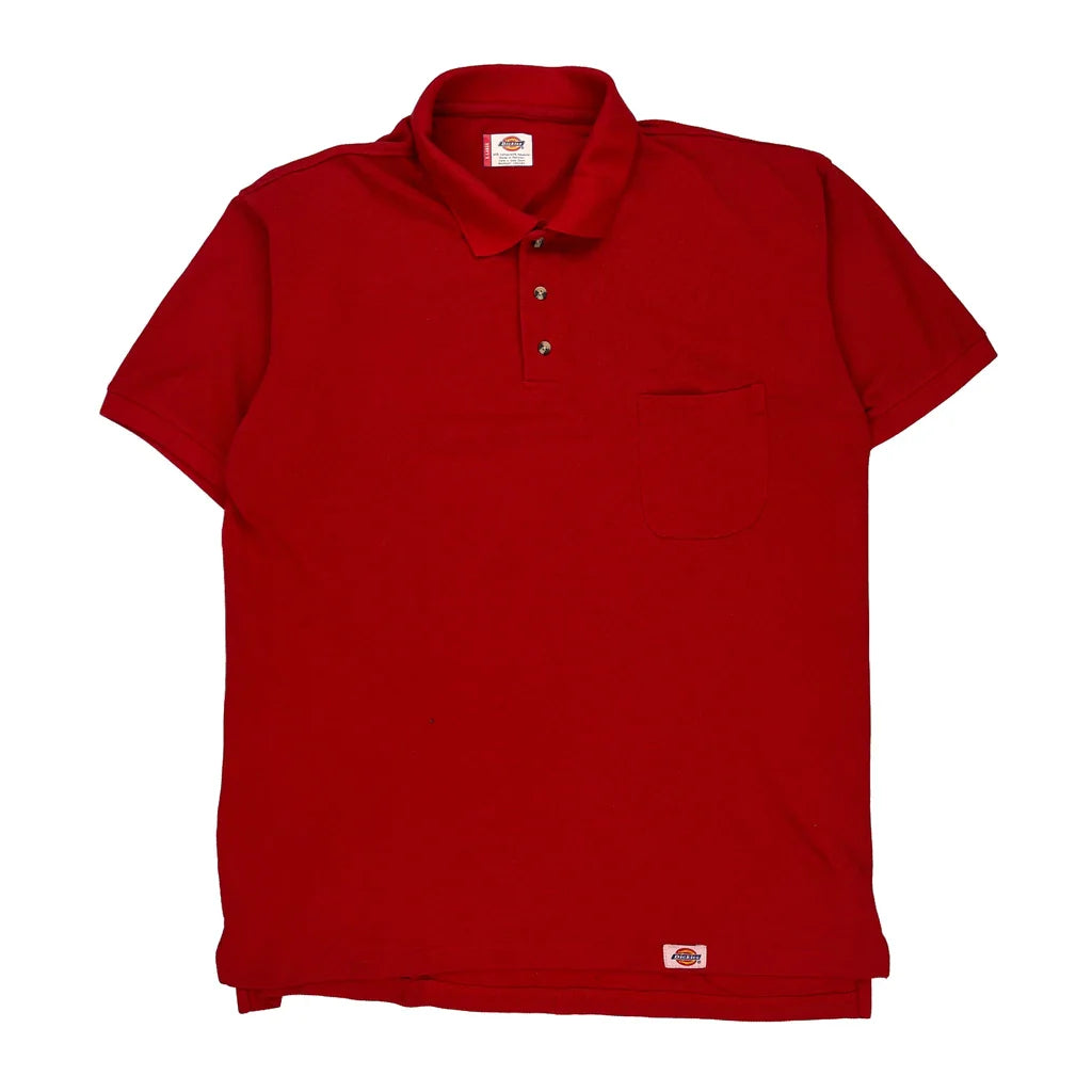 Dickies Polo Shirt - XL Red Cotton Blend Refurbished - Thrifted (note: this is a term often used to describe second- refurbished available on Cerqular