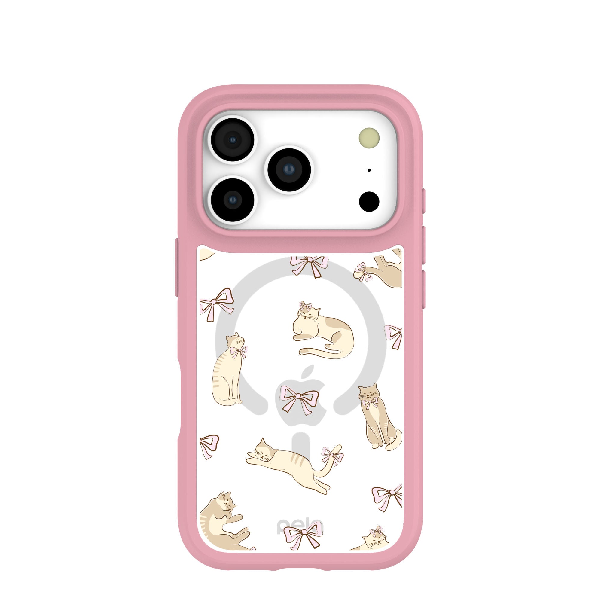 Clear Purrfection iPhone 17 Pro Case With Petal Pink Ridge (MagSafe included) Refurbished - Pela Case refurbished available on Cerqular