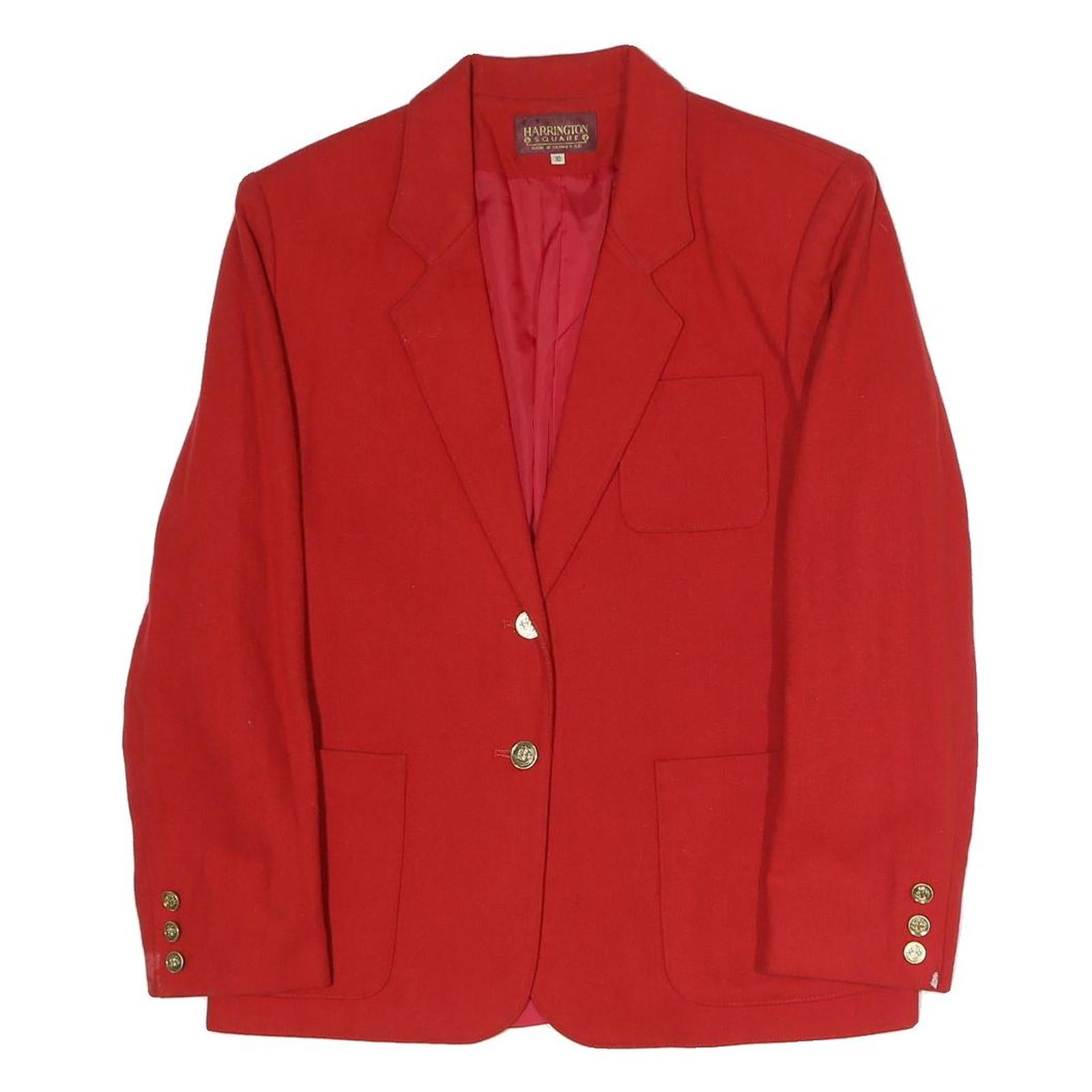 HARRINGTON Womens Red Tailored Blazer UK 10 Cotton Blend Woven Plain Button Refurbished - N/A refurbished available on Cerqular