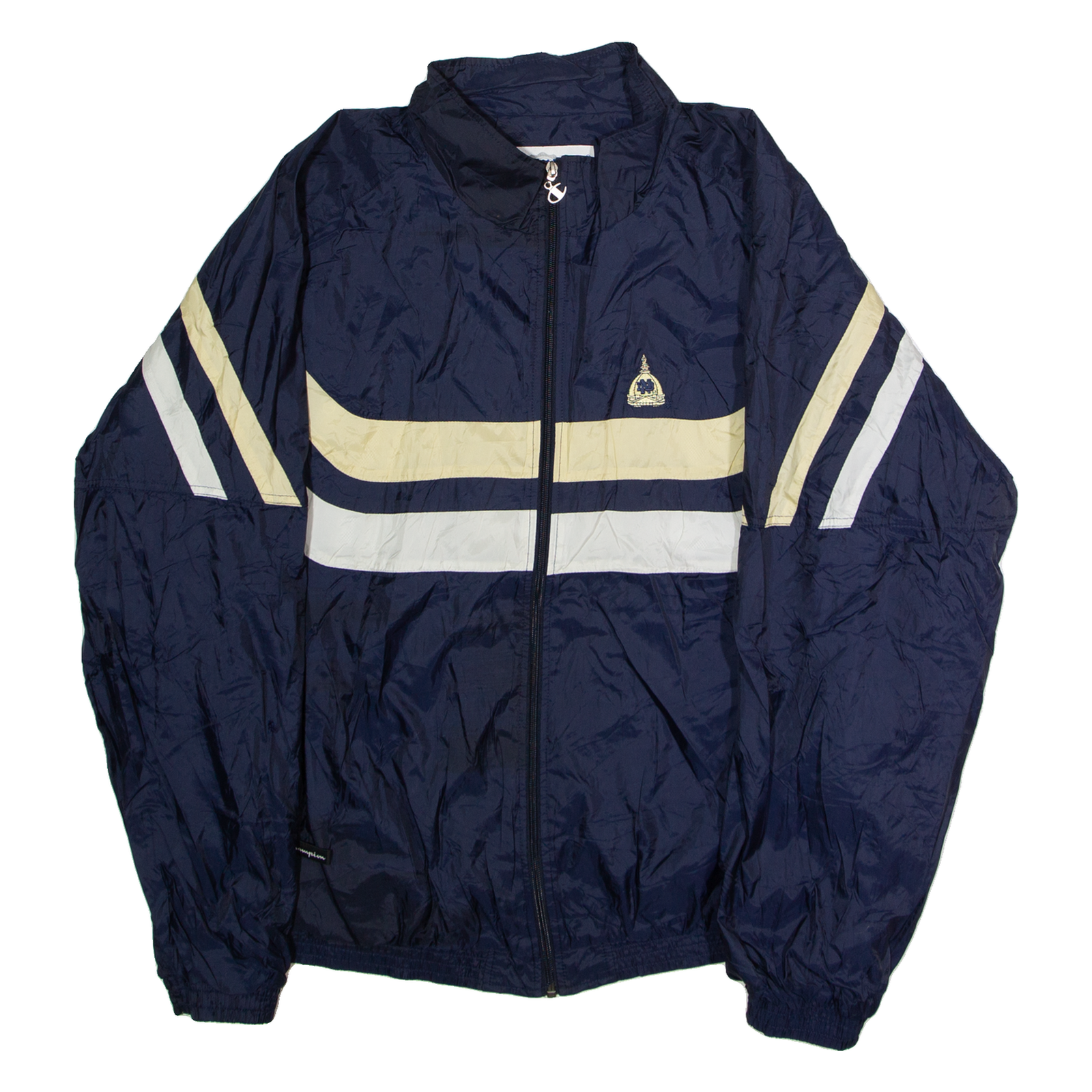 CHAMPION University Of Notre Dame Mens Windbreaker Jacket Blue Nylon 90s USA Striped 2XL Refurbished - N/A refurbished available on Cerqular
