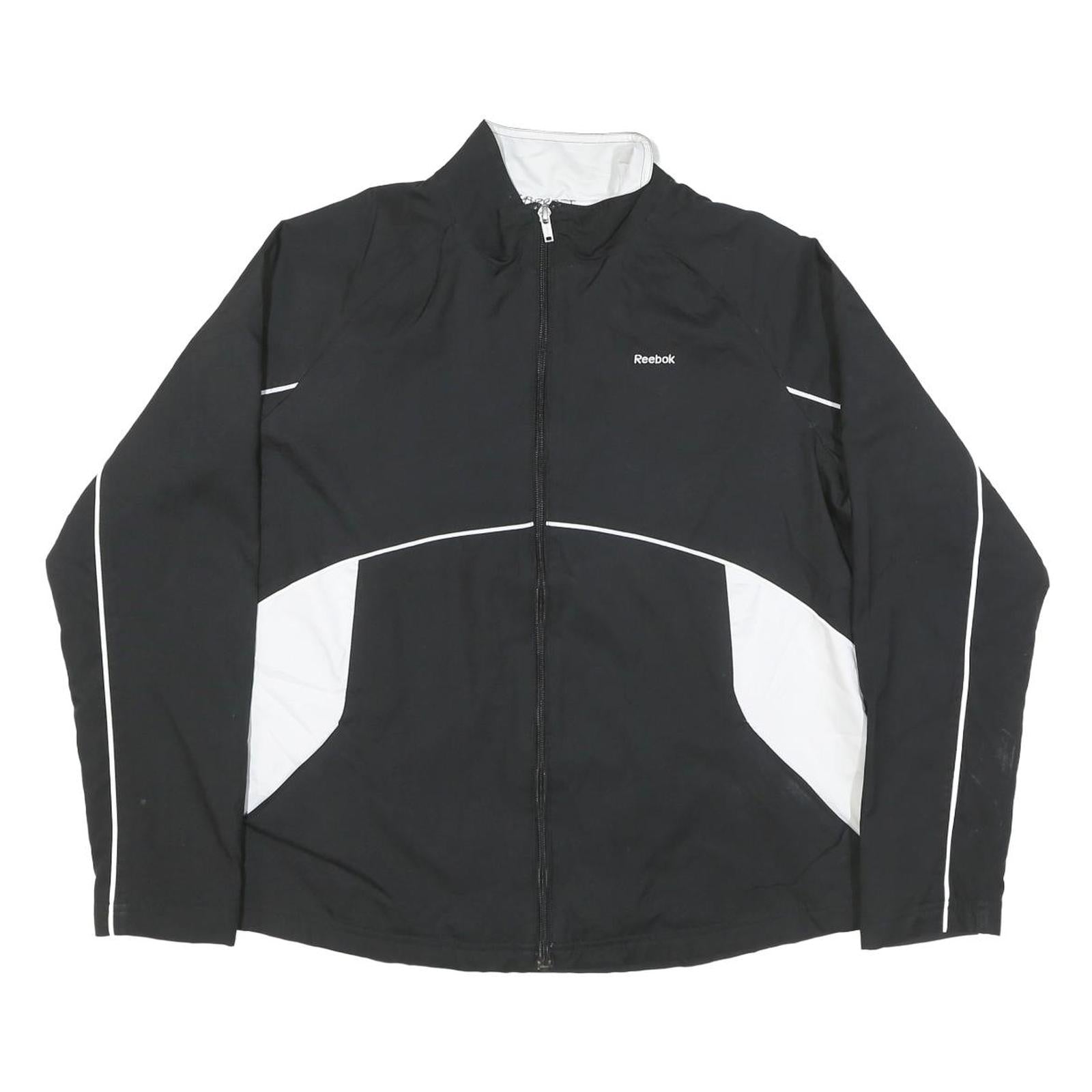 REEBOK Womens Black & White Sports Zip Up Jacket L Polyester Blend Athletic Refurbished - N/A refurbished available on Cerqular