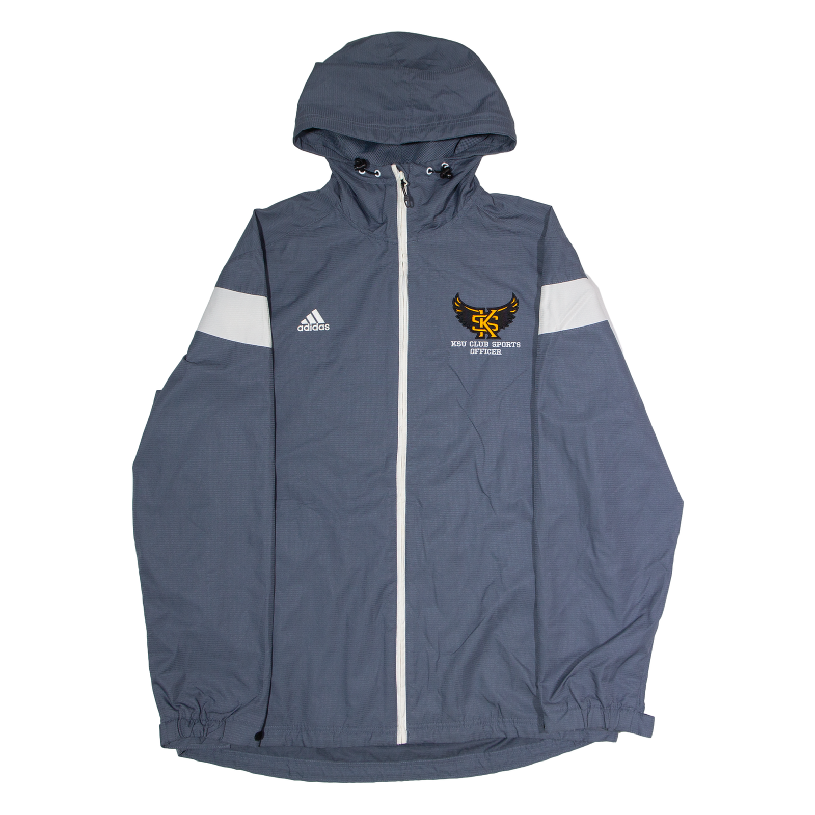 ADIDAS KSU Club Sports Officer Mens Rain Jacket Grey USA Hooded L Refurbished - N/A refurbished available on Cerqular