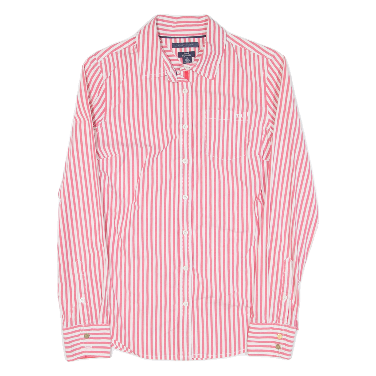 TOMMY HILFIGER Womens Shirt Pink Striped Long Sleeve XS Refurbished - N/A refurbished available on Cerqular