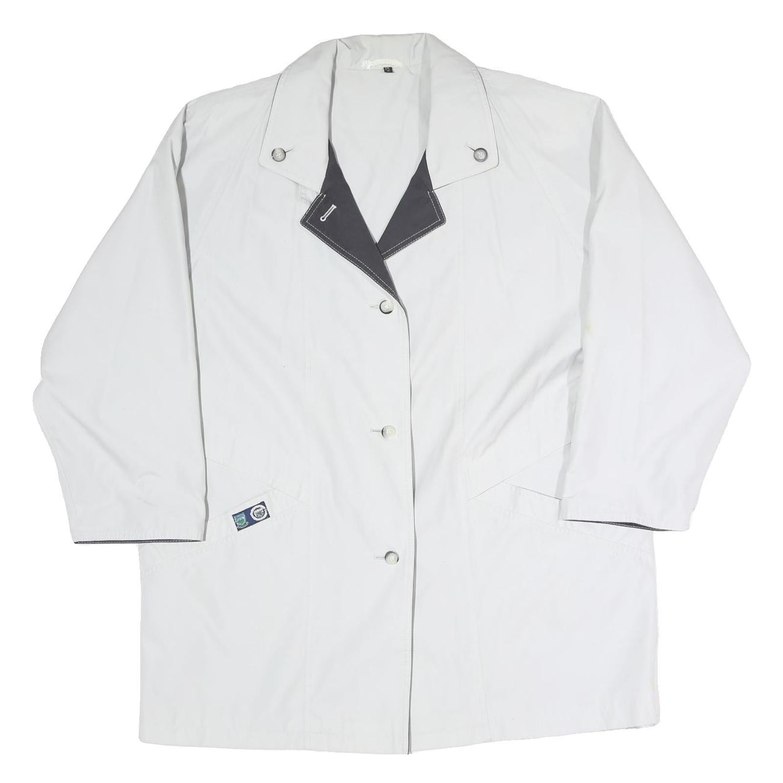 Womens White & Grey Button Closure Jacket XL Polyester Blend Classic Plain Style Refurbished - N/A refurbished available on Cerqular