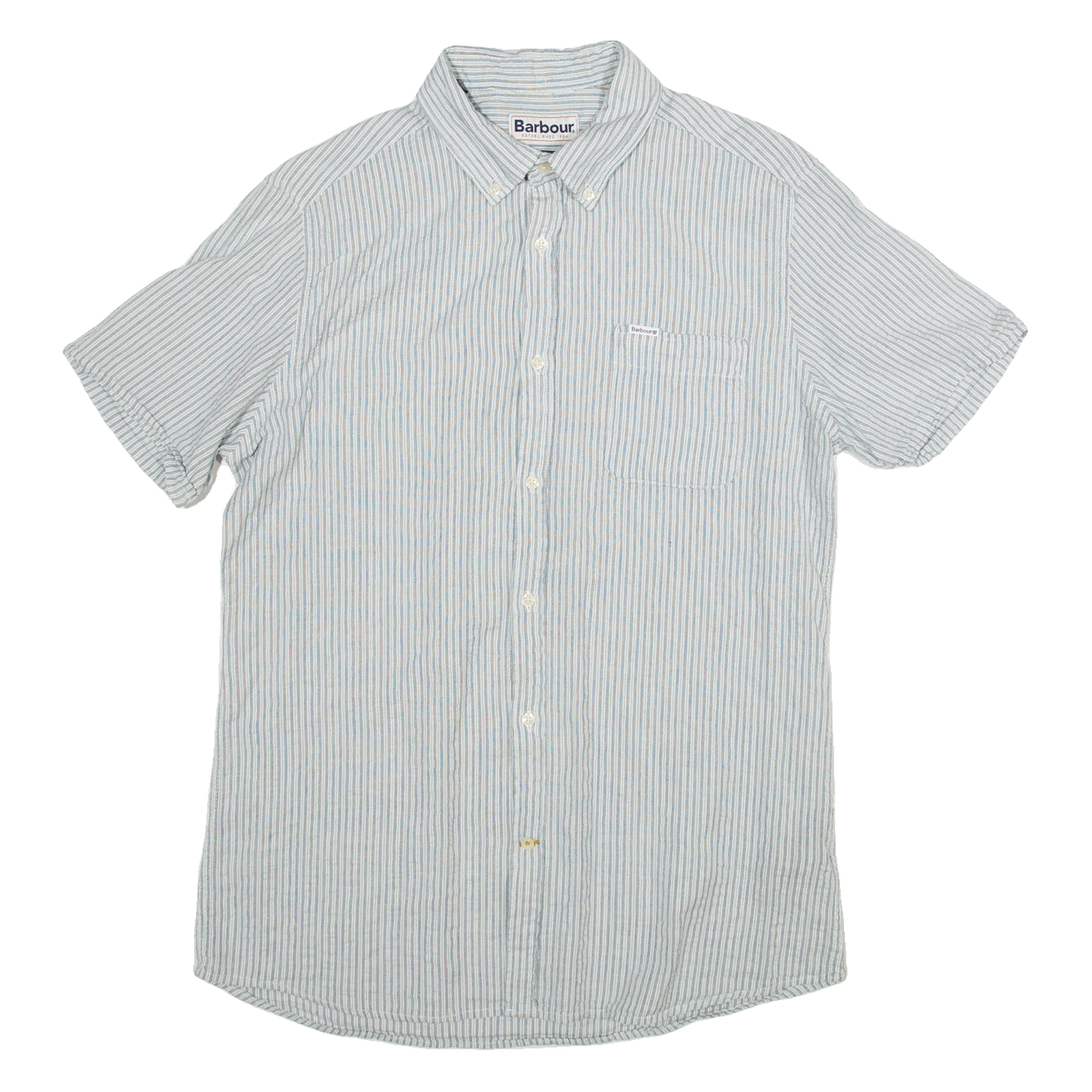 BARBOUR Tailored Fit Mens Shirt Blue Striped M Refurbished - N/A refurbished available on Cerqular