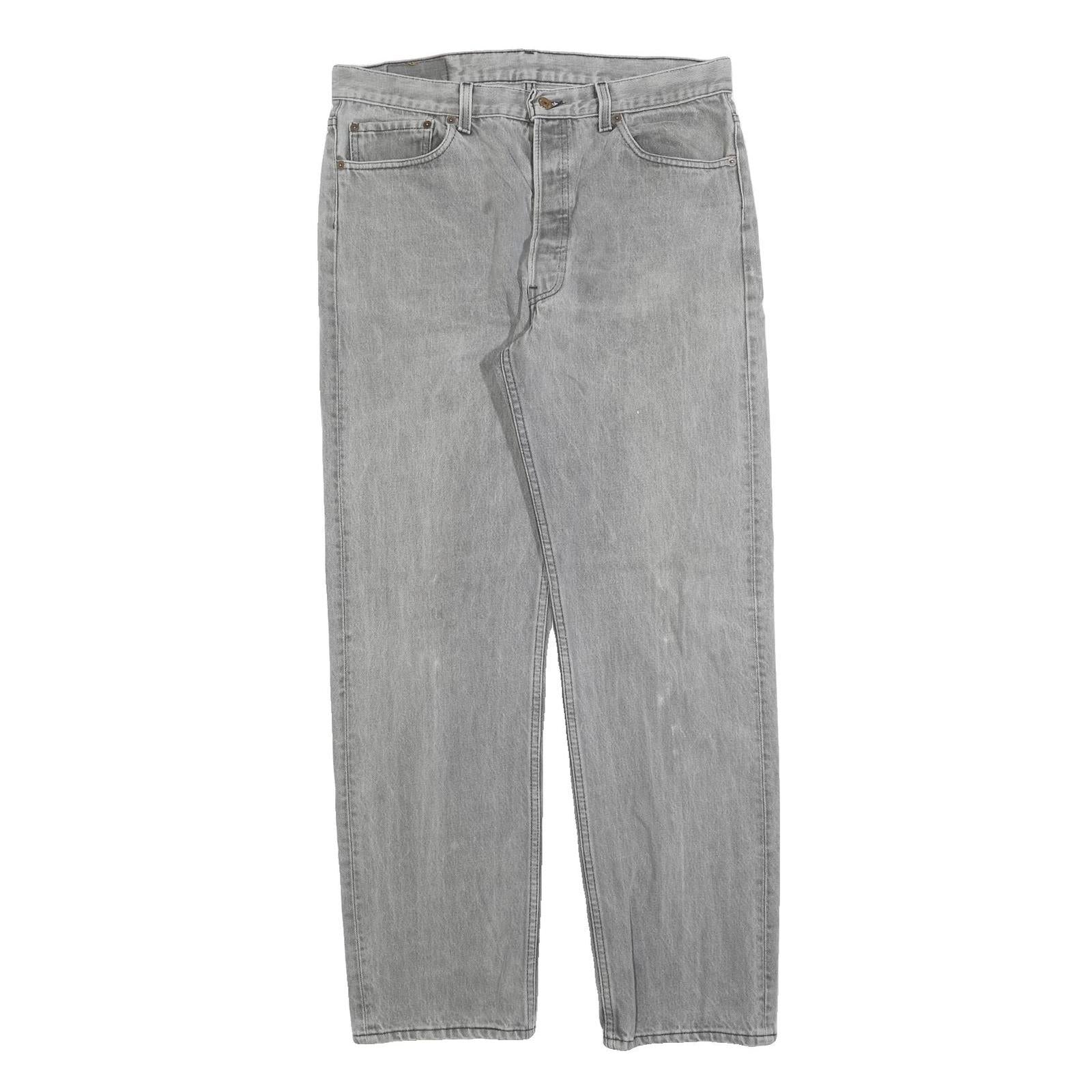LEVI'S Mens Jeans Grey Regular Straight Denim W34 L32 Casual Button Fly Refurbished - N/A refurbished available on Cerqular