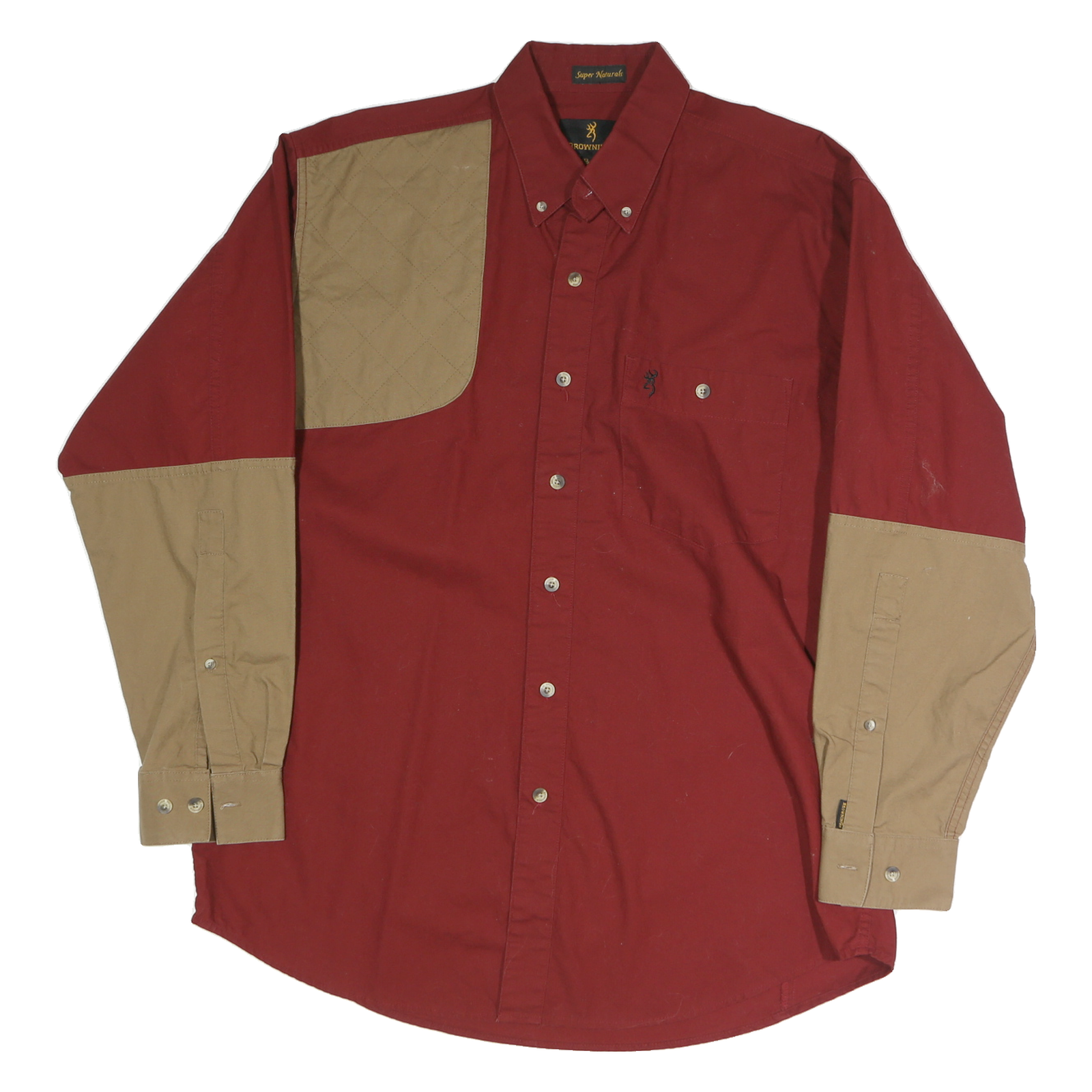 BOWNING Mens Red & Beige Cotton Shirt L Button Down Casual Workwear Refurbished - N/A refurbished available on Cerqular