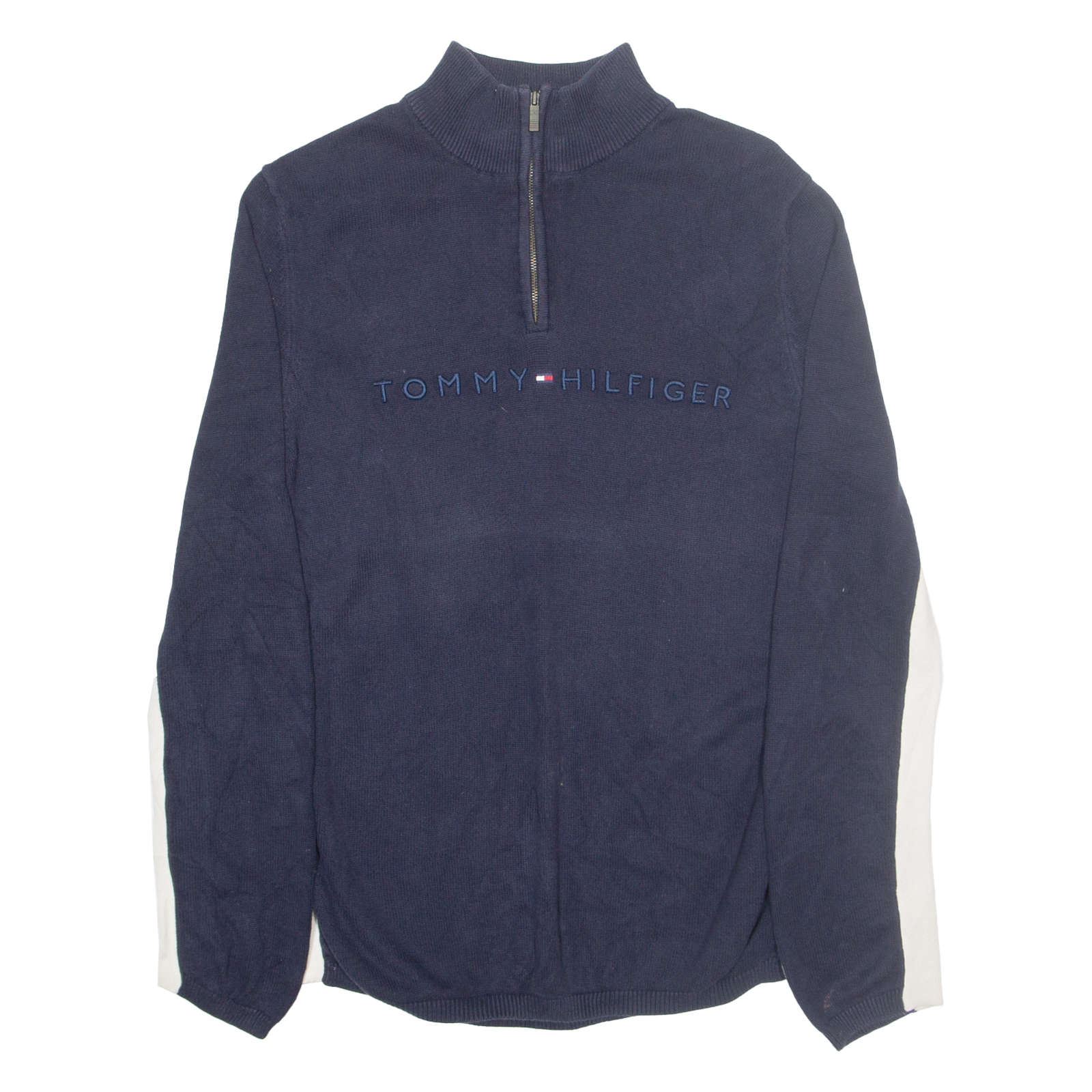 TOMMY HILFIGER Womens Jumper Blue 1/4 Zip Tight Knit M Refurbished - N/A refurbished available on Cerqular