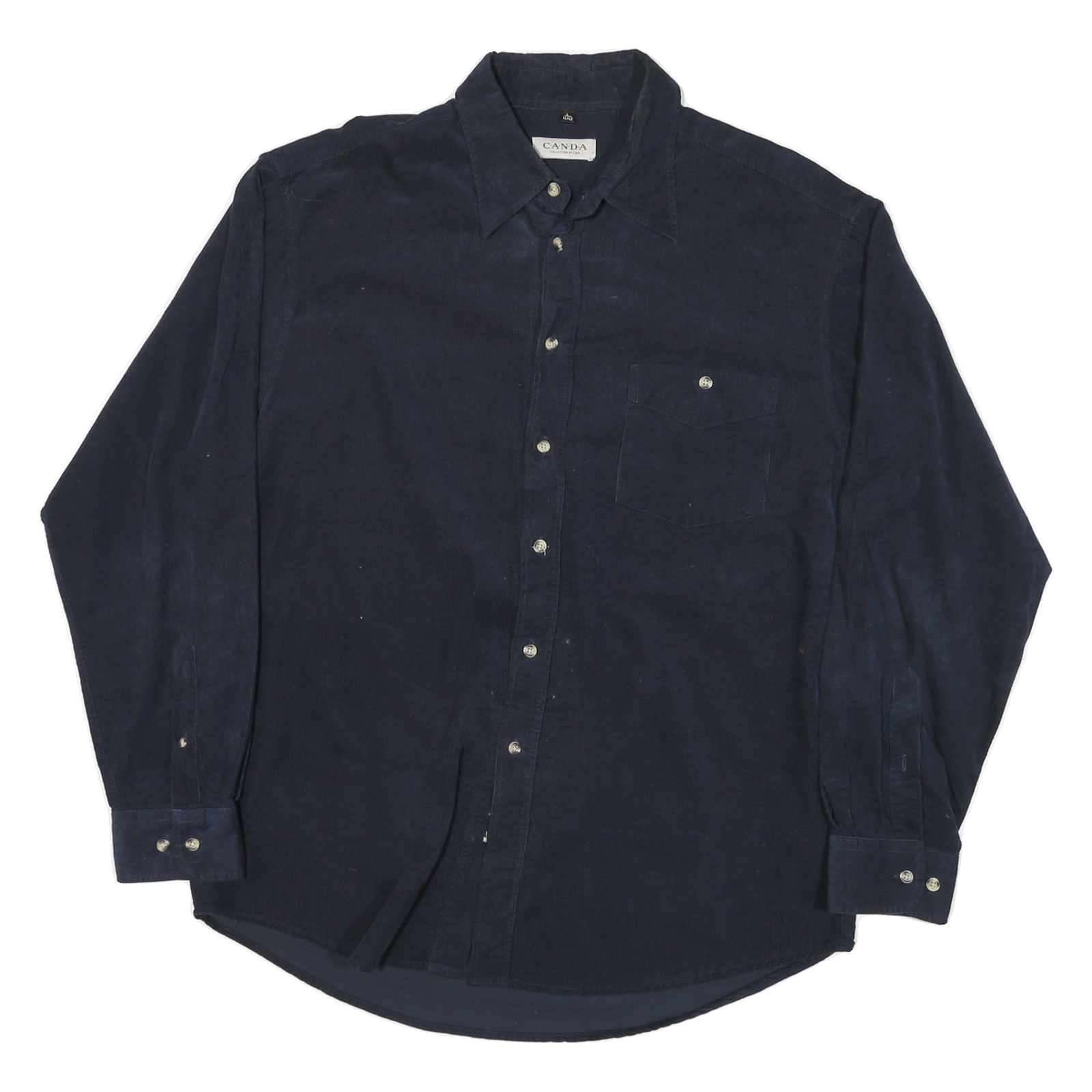 CANDA Mens Navy Blue Cotton Blend Shirt L Long Sleeve Button Closure Casual Refurbished - N/A refurbished available on Cerqular