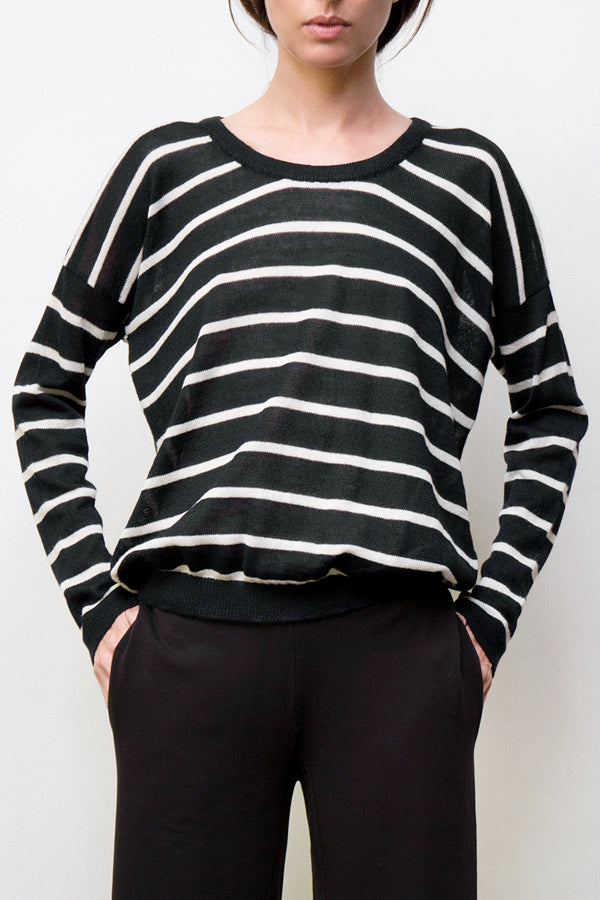 nini stripes pullover - midnight / bone | Size: medium Refurbished - N/A (Note: There is no well-known brand called "AR refurbished available on Cerqular