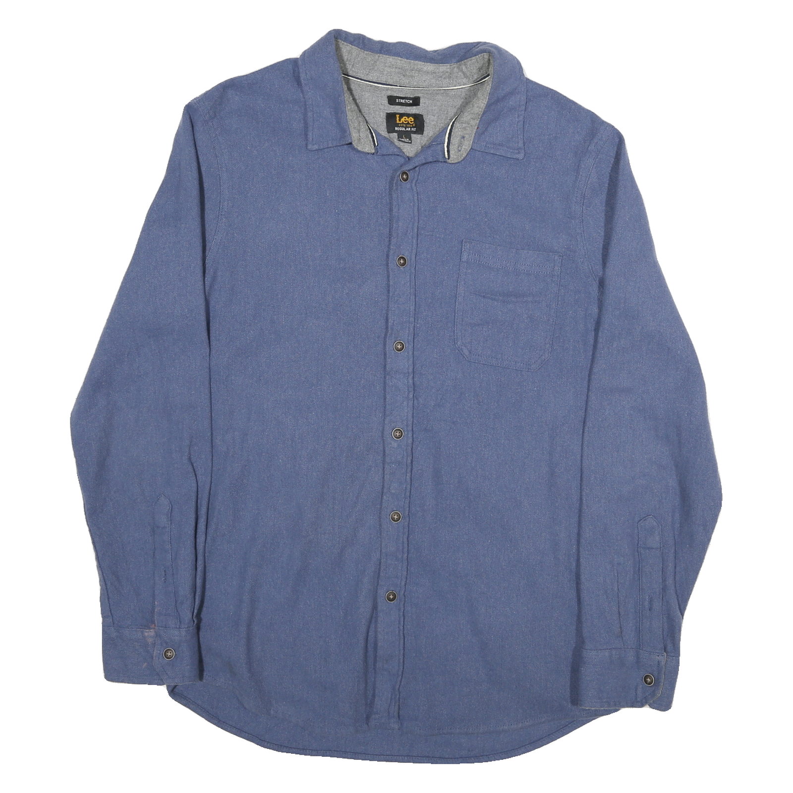 LEE Mens Blue Shirt L Cotton Blend Regular Fit Casual Button Through Long Sleeve Refurbished - N/A refurbished available on Cerqular