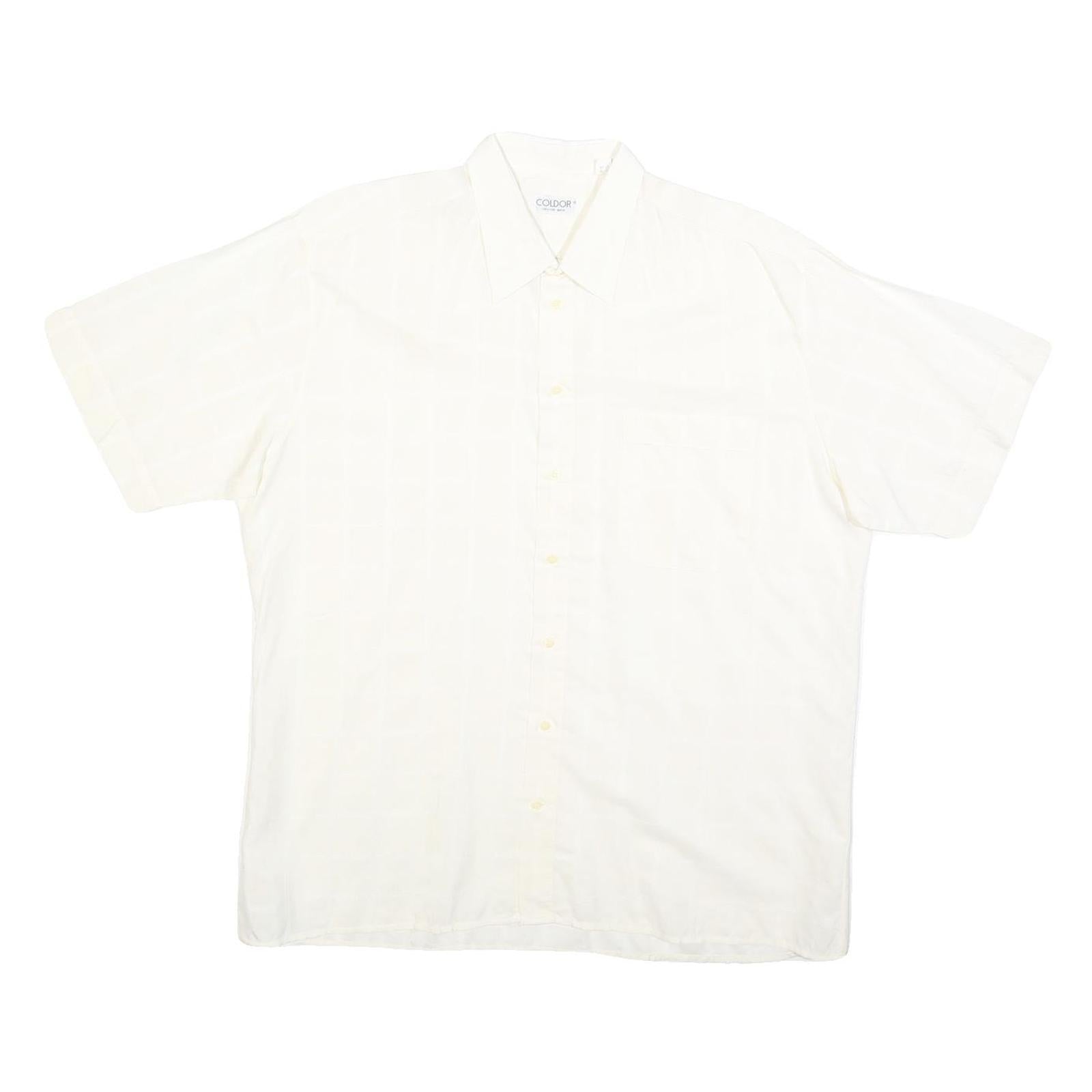COLDOR Mens White Cotton Blend Shirt L Casual Button Down Summer Short Sleeve Refurbished - N/A refurbished available on Cerqular