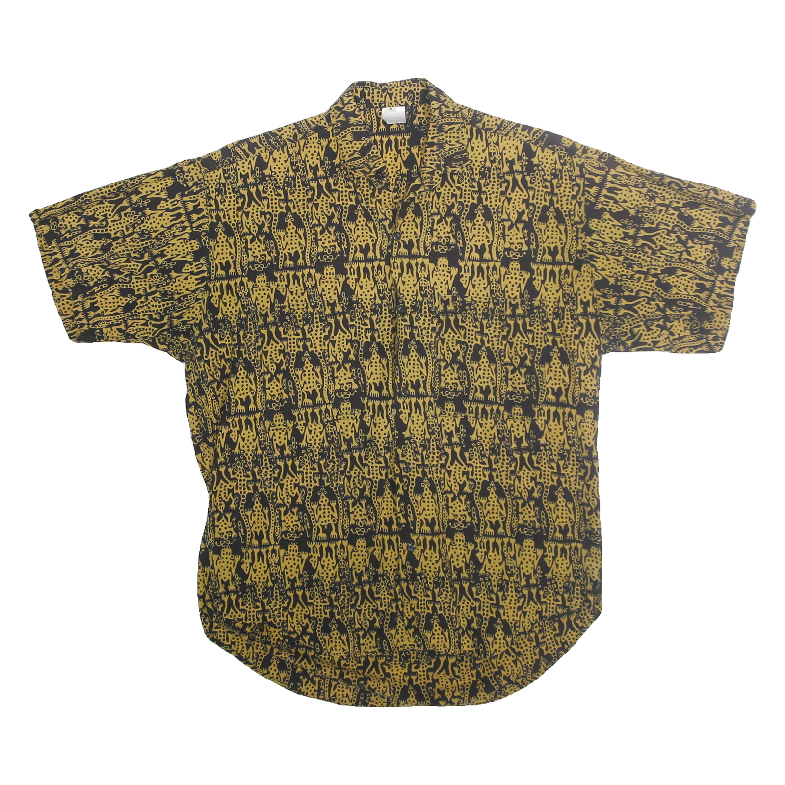 DRESS FRESH Mens Black & Yellow Cotton Pattern Shirt M Short Sleeve Button Refurbished - N/A refurbished available on Cerqular