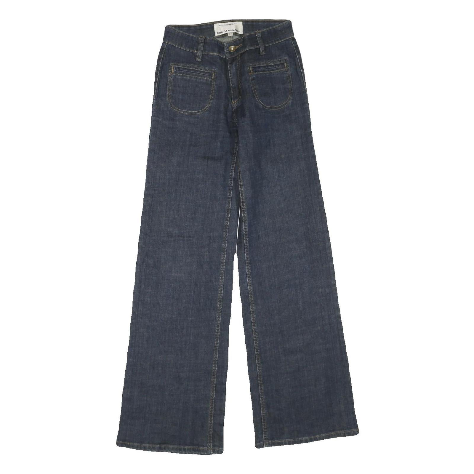 COSTA BLANCA Womens Dark Blue Regular Wide-Leg Denim Jeans W27 L33 Zip Cotton Refurbished - N/A refurbished available on Cerqular