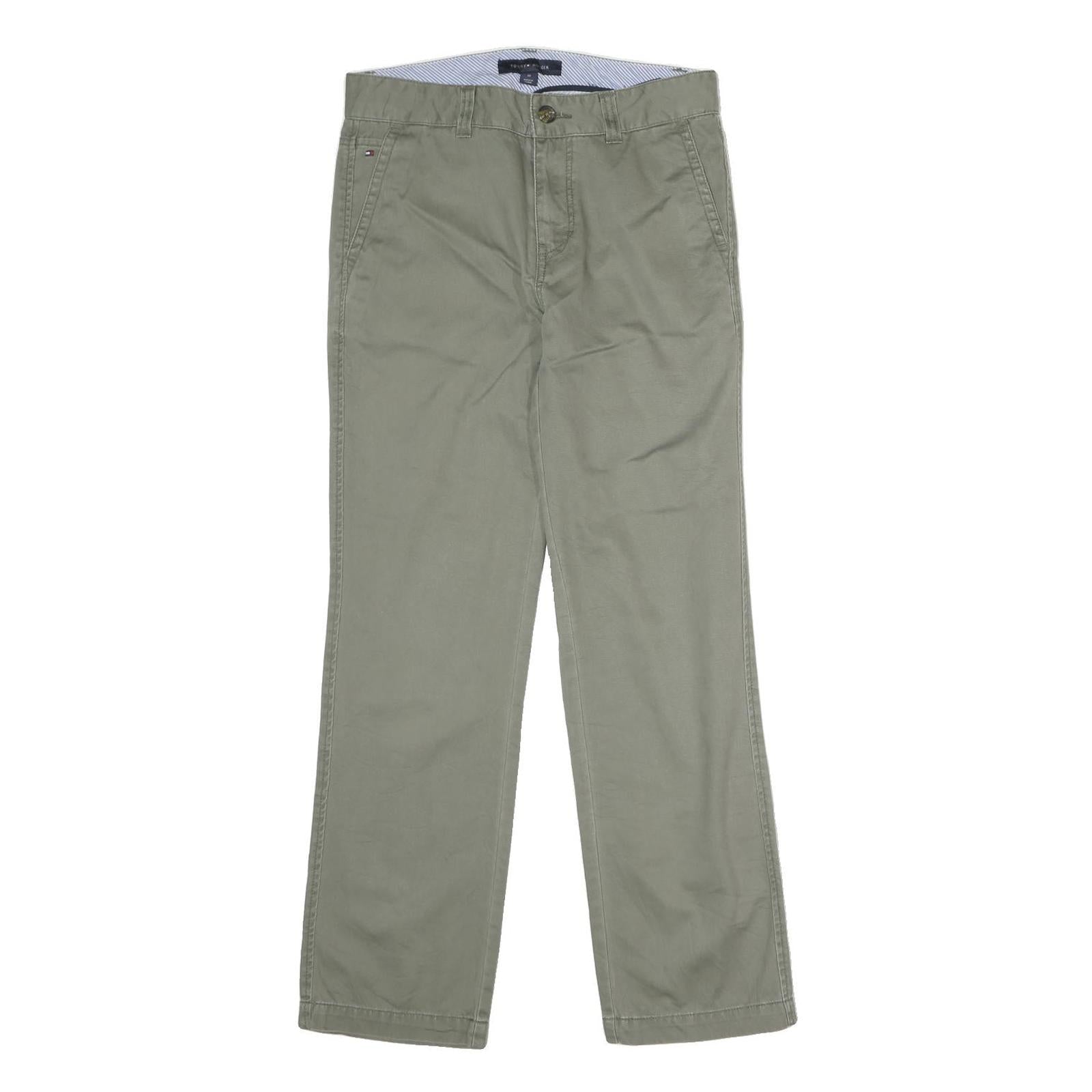 TOMMY HILFIGER Mens Cotton Green Regular Straight Trousers W32 L29 Casual Wear Refurbished - N/A refurbished available on Cerqular
