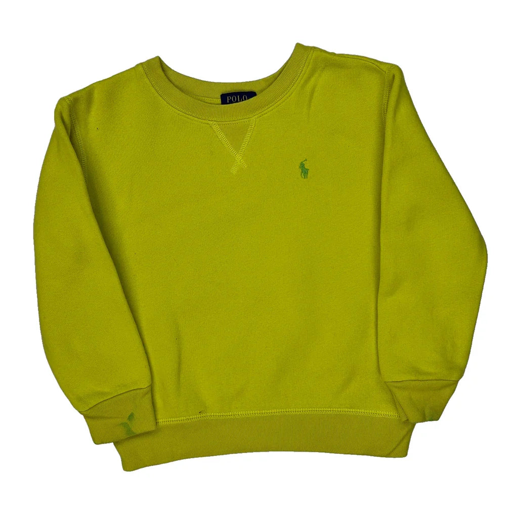 Age 5 Polo By Ralph Lauren Sweatshirt - XS Yellow Cotton Refurbished - Thrifted (note: this is a term often used to describe second- refurbished available on Cerqular