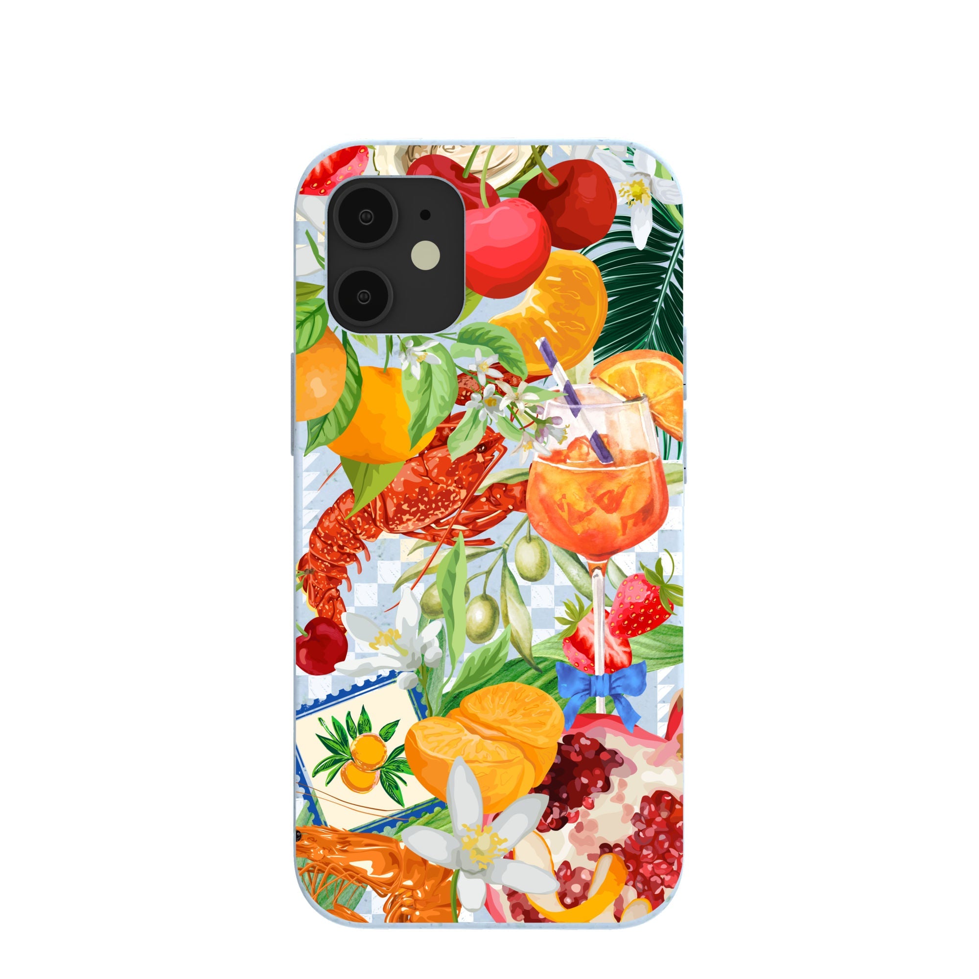 Powder Blue Mediterranean Summers iPhone 12 Mini Case Refurbished - Pela Case refurbished available on Cerqular