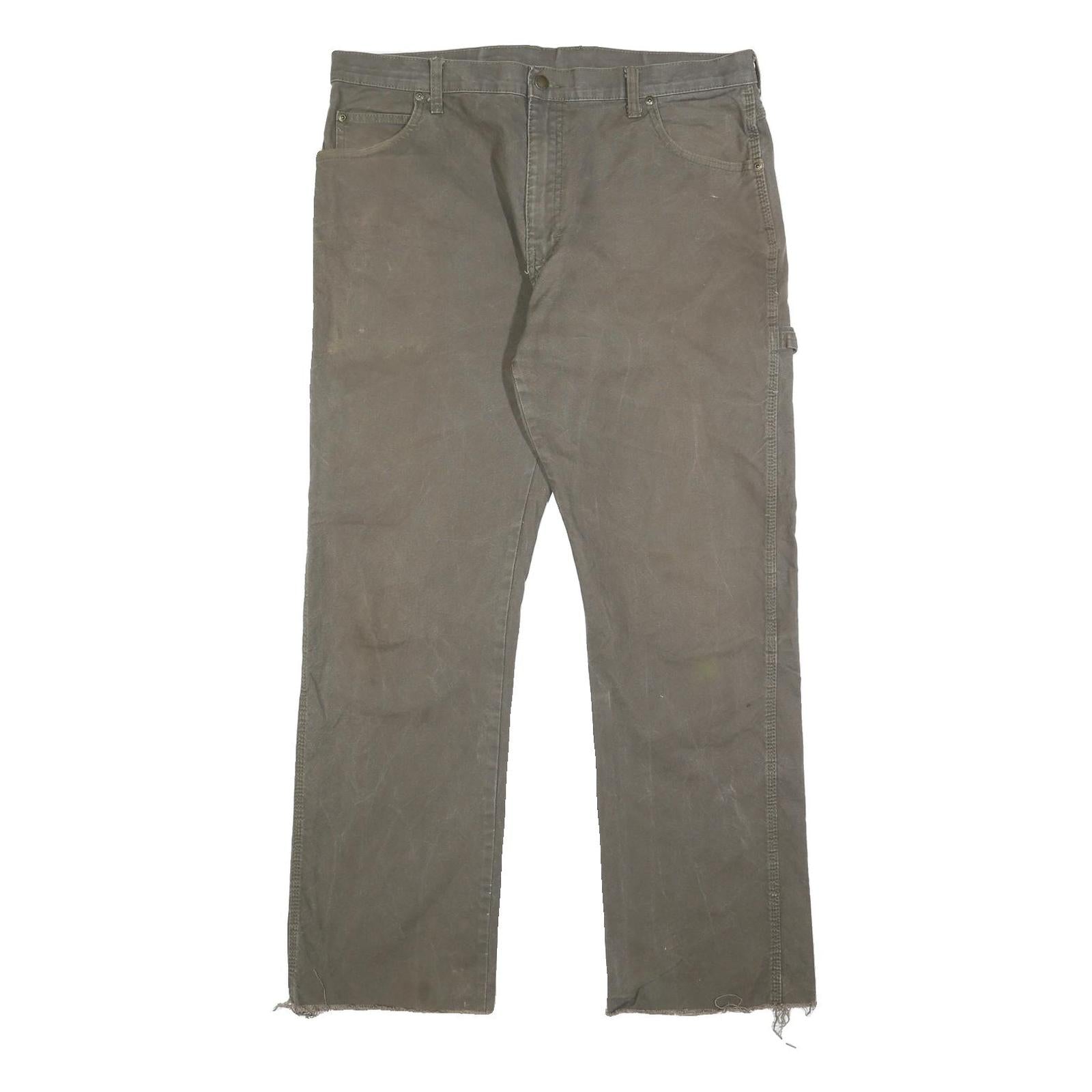 DICKIES Mens Cotton Blend Brown Regular Straight Trousers W36 L29 Workwear Zip Refurbished - N/A refurbished available on Cerqular