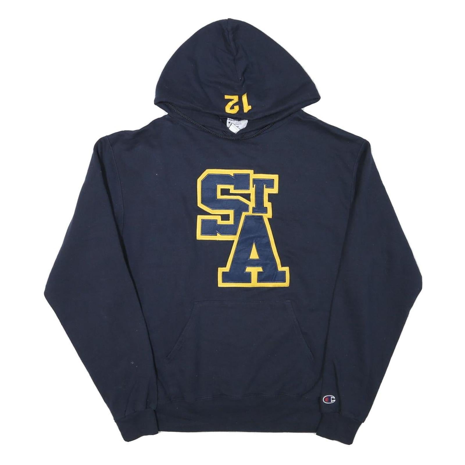 CHAMPION Mens Navy Blue St A Pullover Hoodie M Cotton Blend Drawstring Refurbished - N/A refurbished available on Cerqular