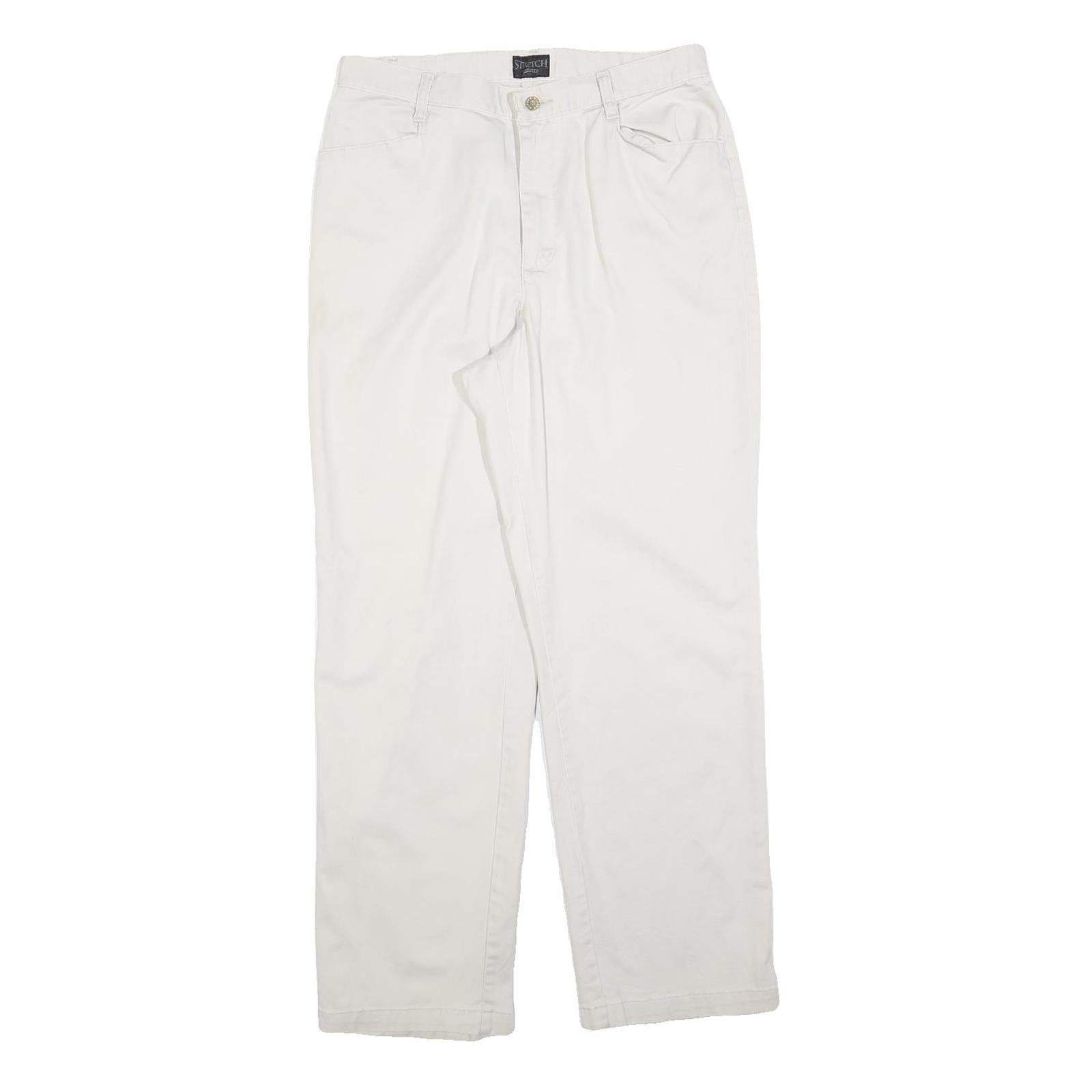 RIDERS Womens Cotton Blend White Regular Straight Trousers W30 L30 Comfortable Refurbished - N/A refurbished available on Cerqular