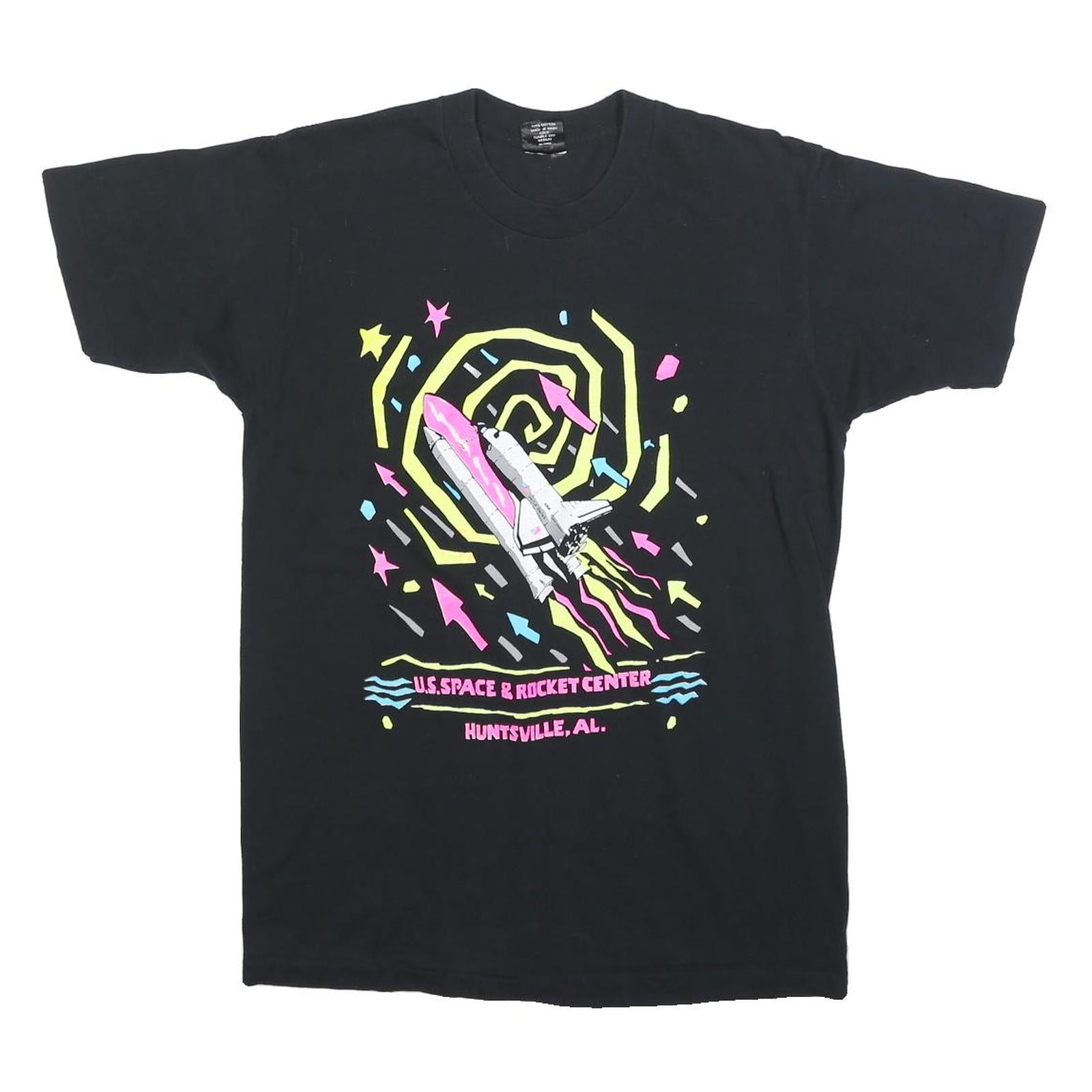 BRAVO Womens Black Space Rocket Graphic T-Shirt L Short Sleeve Crew Neck Retro Refurbished - N/A refurbished available on Cerqular