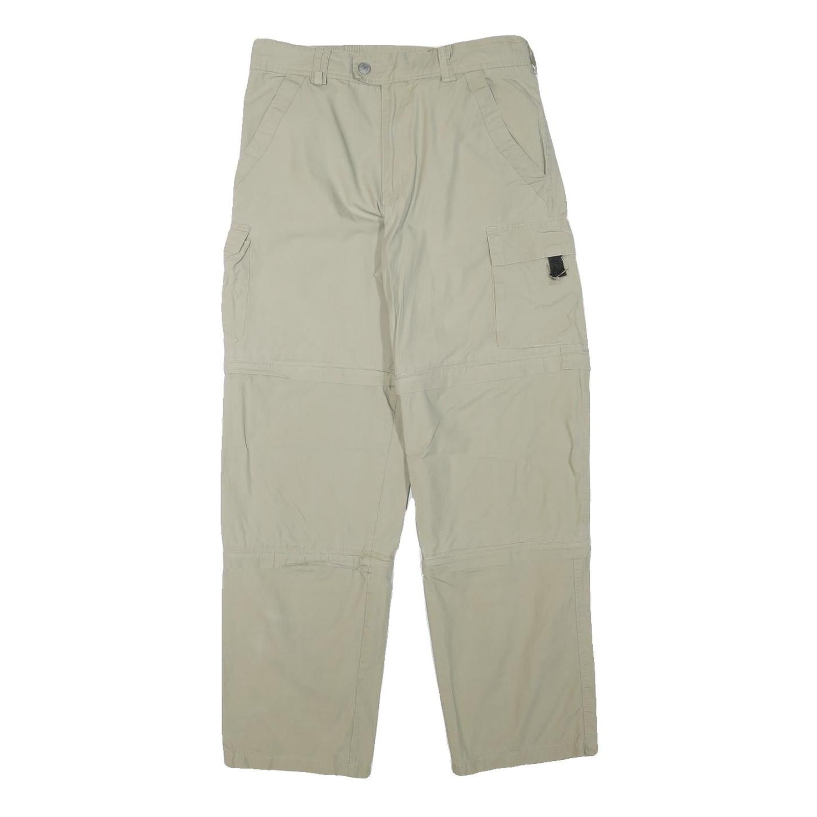 LETS GO Mens Relaxed Beige Cargo Trousers W30 L30 Utility Zip Pockets Refurbished - N/A refurbished available on Cerqular