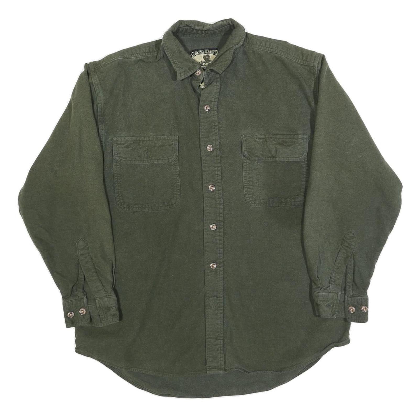 FIELD & STREAM Mens Green Cotton Blend Shirt L Button Front Casual Outdoor Refurbished - N/A refurbished available on Cerqular
