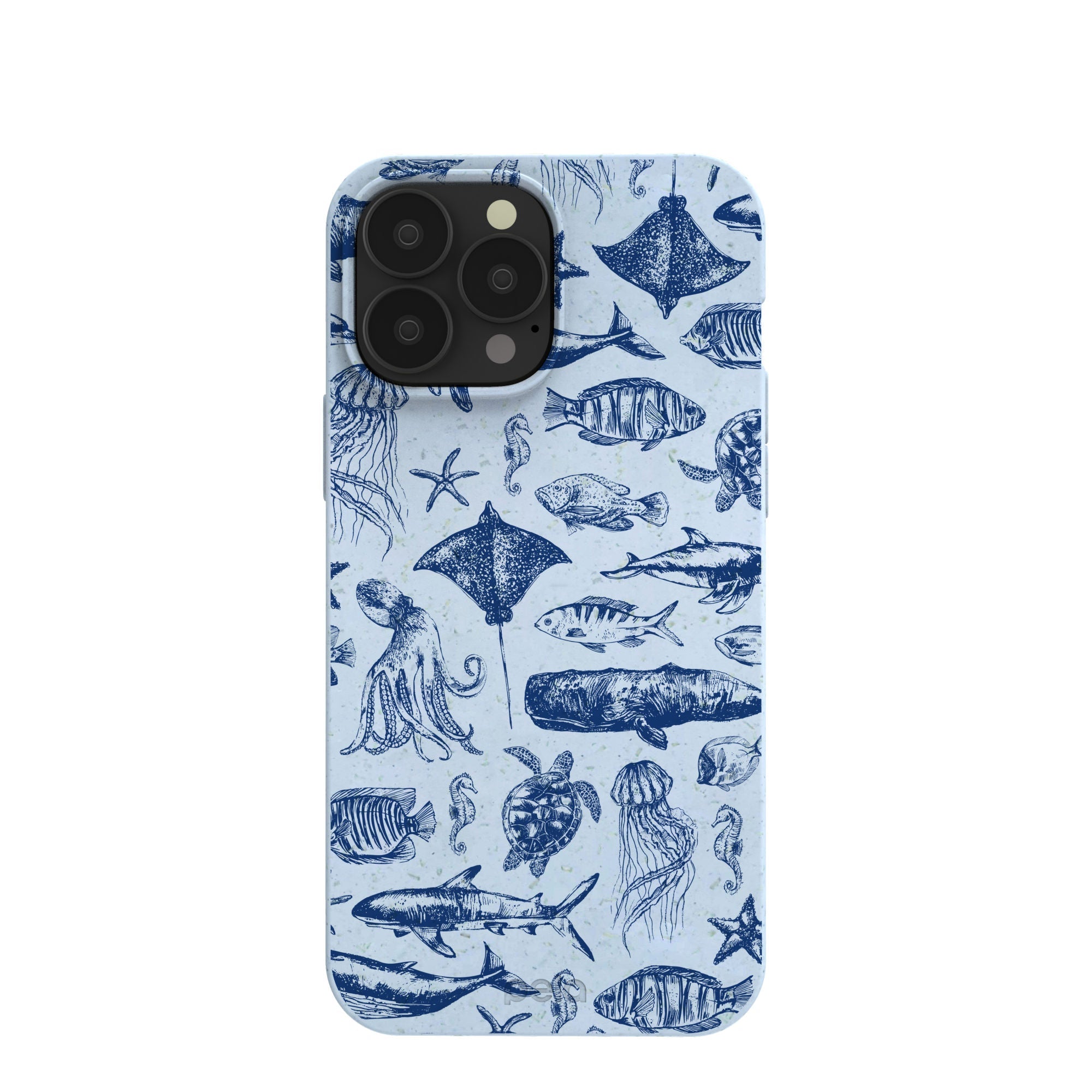 Powder Blue Marine Life iPhone 13 Pro Max Case Refurbished - Pela Case refurbished available on Cerqular