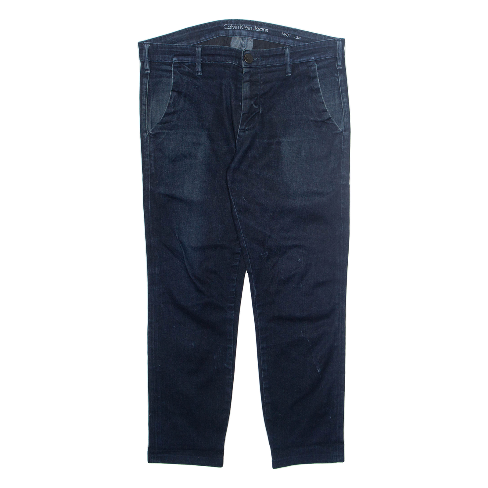 CALVIN KLEIN JEANS Chino Mens Trousers Blue Regular Tapered W31 L26 Refurbished - N/A refurbished available on Cerqular