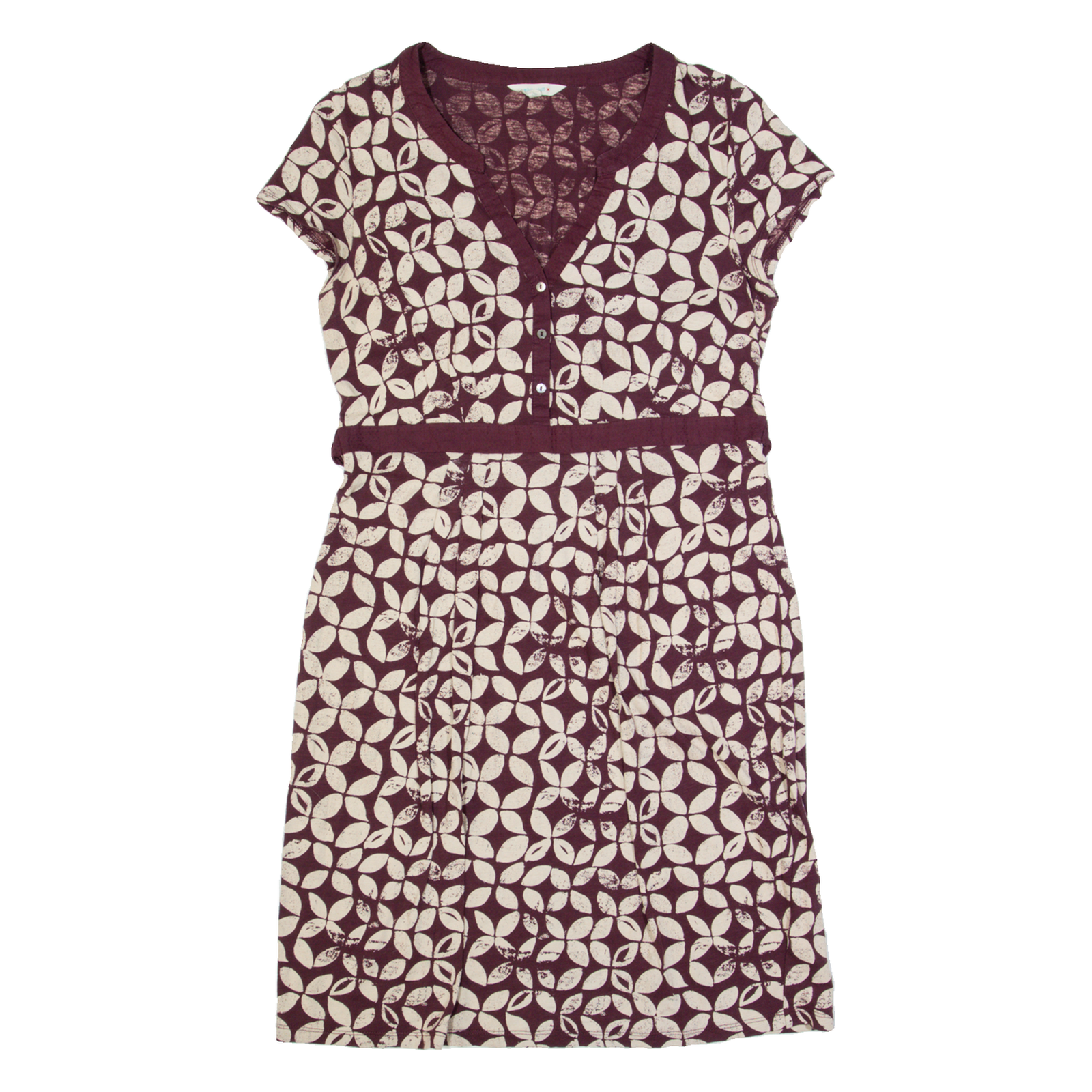 WHITE STUFF Womens Day Dress Maroon Floral Short Sleeve Knee Length UK 10 Refurbished - N/A refurbished available on Cerqular