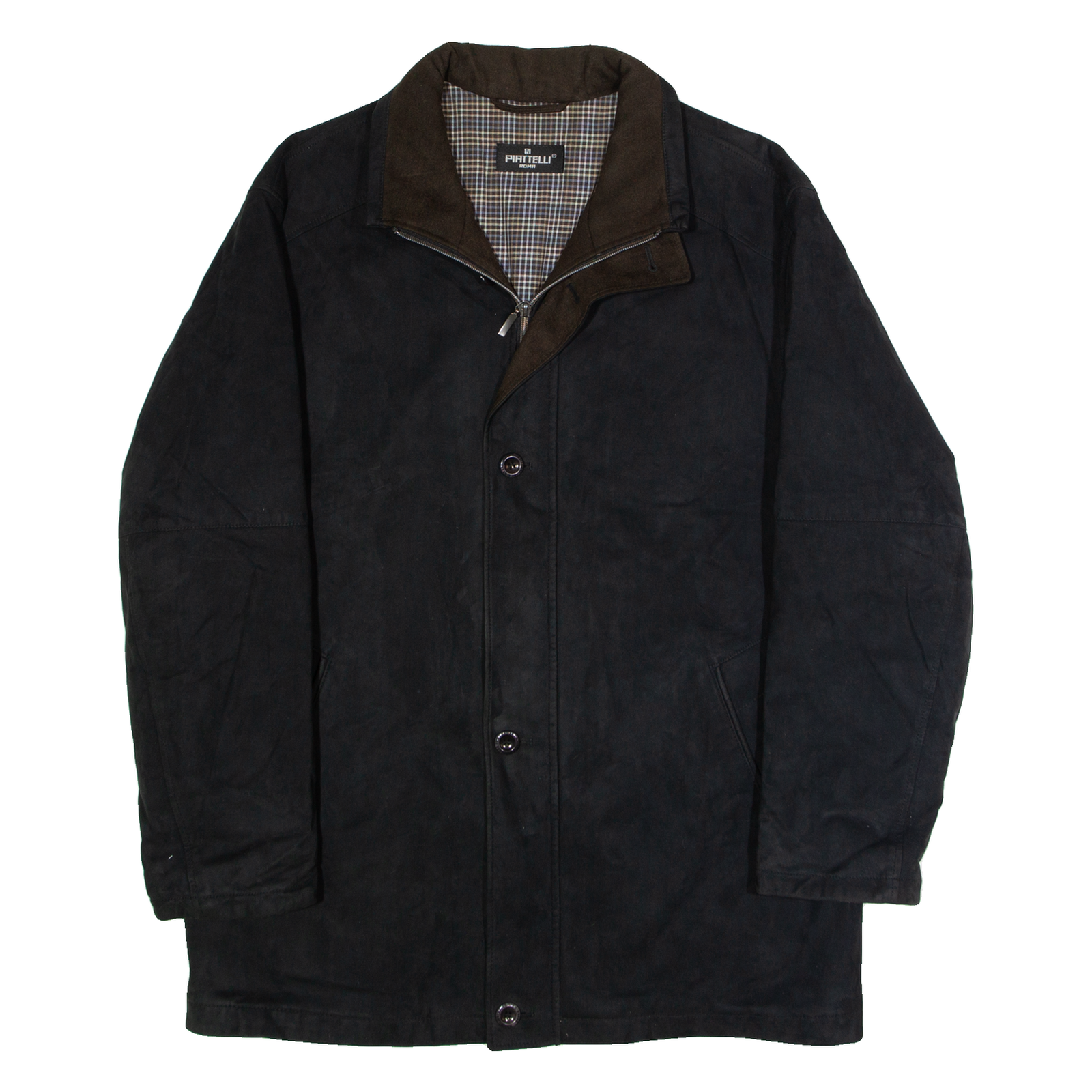 PIATTELLI Mens Trench Coat Black Faux Suede L Refurbished - N/A refurbished available on Cerqular