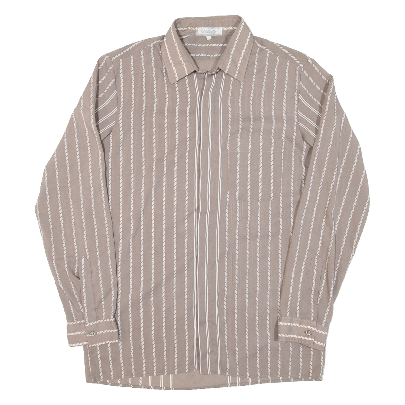 SARMEN Mens Shirt Brown Striped Long Sleeve S Refurbished - N/A refurbished available on Cerqular