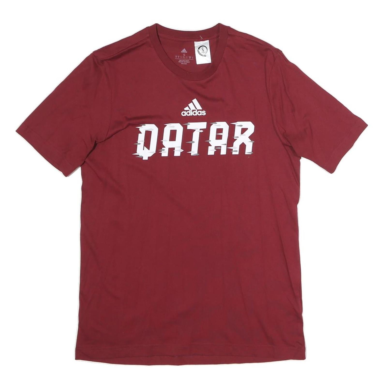 ADIDAS Mens Maroon Qatar Graphic T-Shirt S Short Sleeve Crew Neck Cotton Refurbished - N/A refurbished available on Cerqular