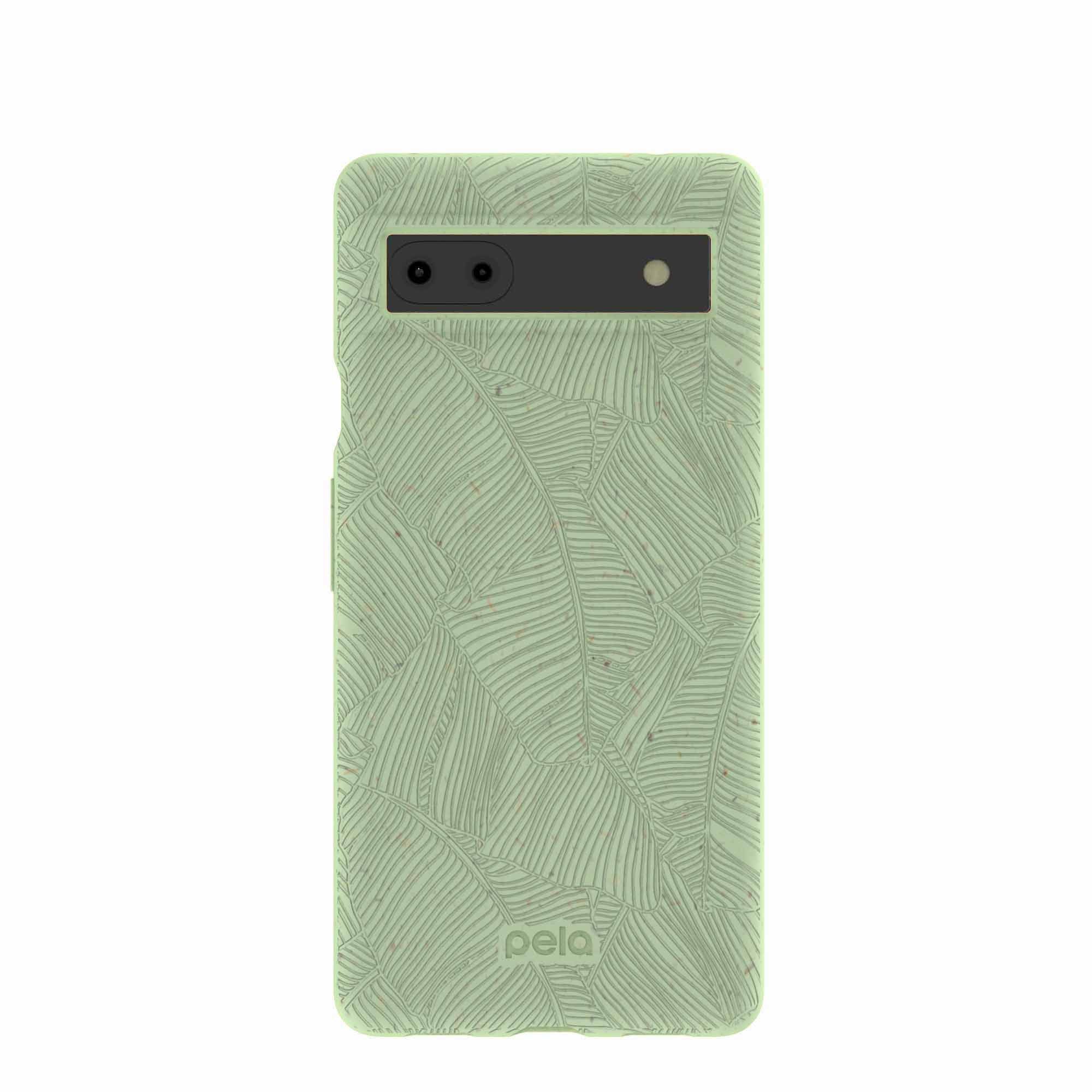 Sage Green Lushy Leaves Google Pixel 6a Case Refurbished - Pela Case refurbished available on Cerqular