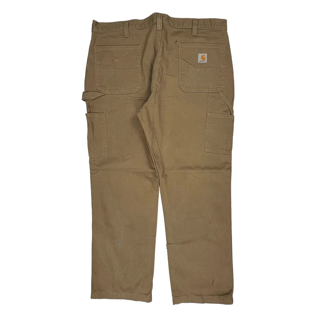Carhartt Double Knee Carpenter Trousers - 40W 30L Brown Cotton Refurbished - Thrifted (note: this is a term often used to describe second- refurbished available on Cerqular