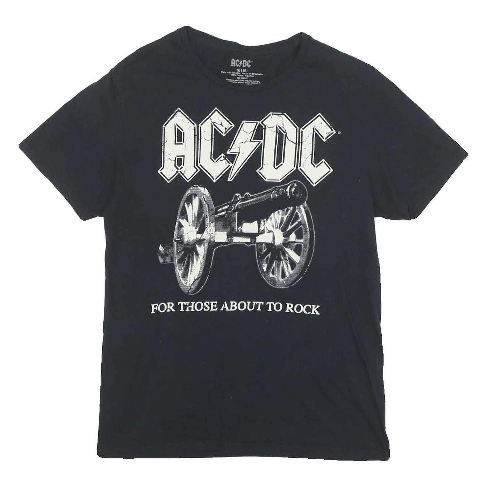 AC DC Mens Black Graphic T-Shirt M Short Sleeve Crew Neck Rock Band Tee Refurbished - N/A refurbished available on Cerqular