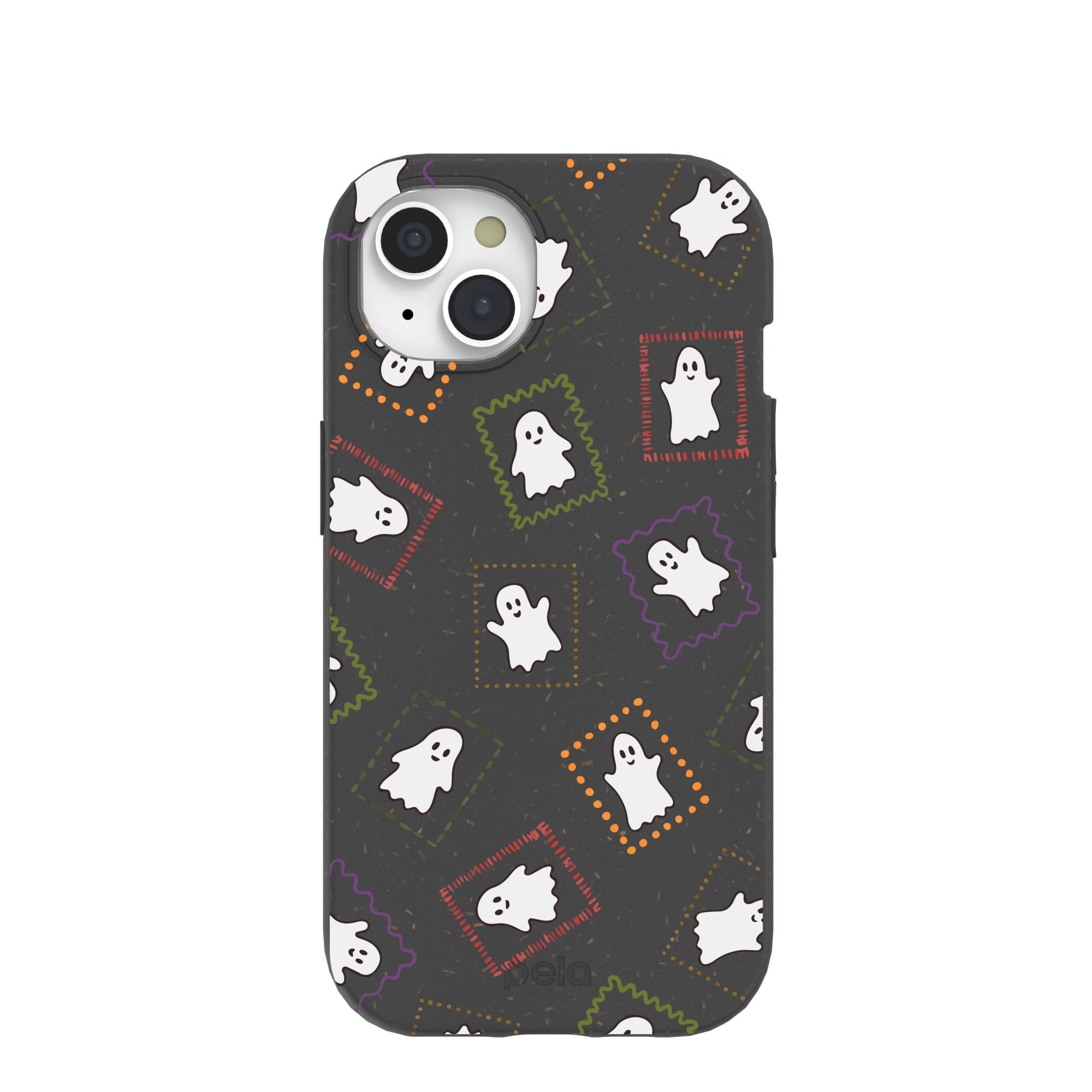 Black Ghost Stamps iPhone 15 Case Refurbished - Pela Case refurbished available on Cerqular