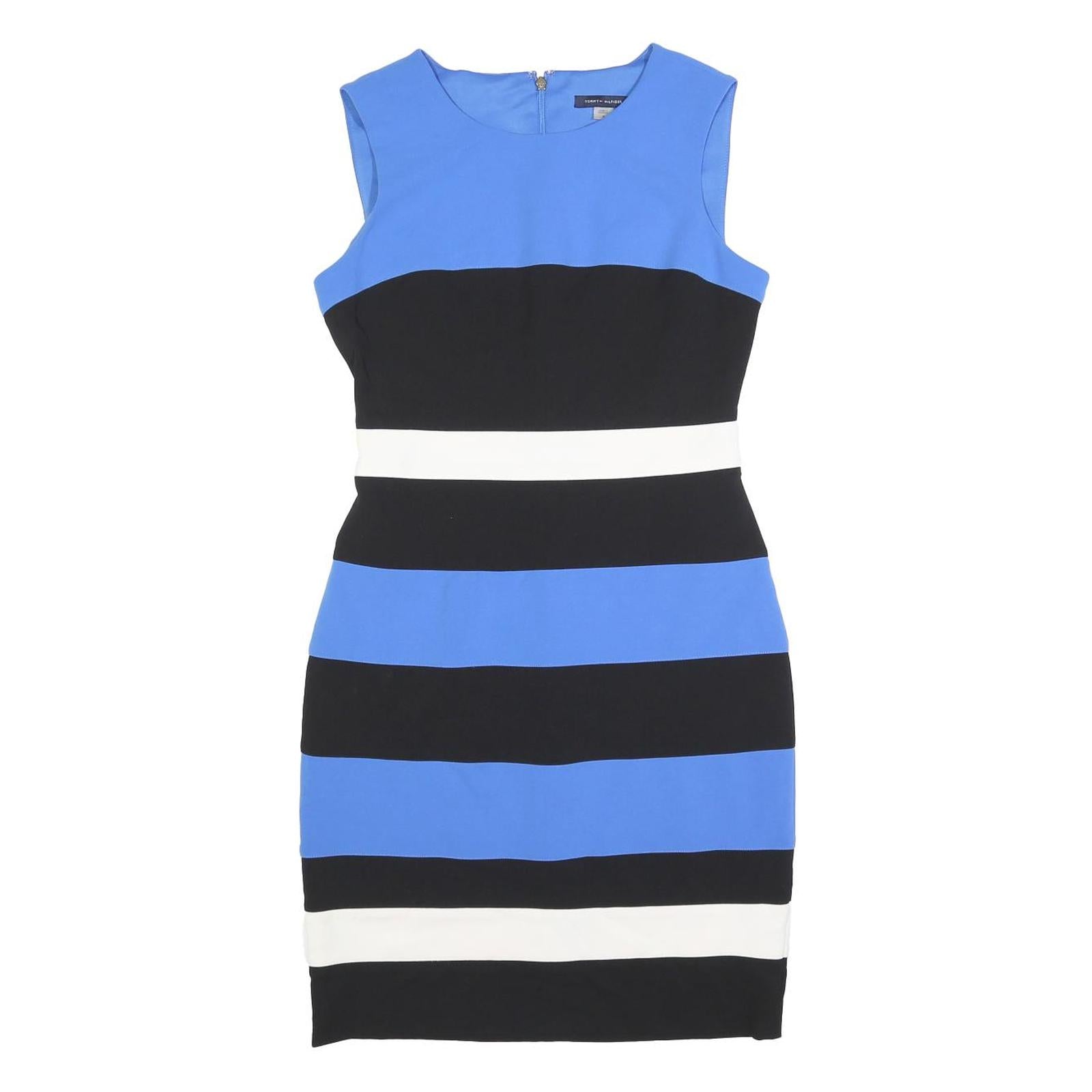 TOMMY HILFIGER Womens Blue & Black & White Striped Bodycon Polyester Dress S Refurbished - N/A refurbished available on Cerqular