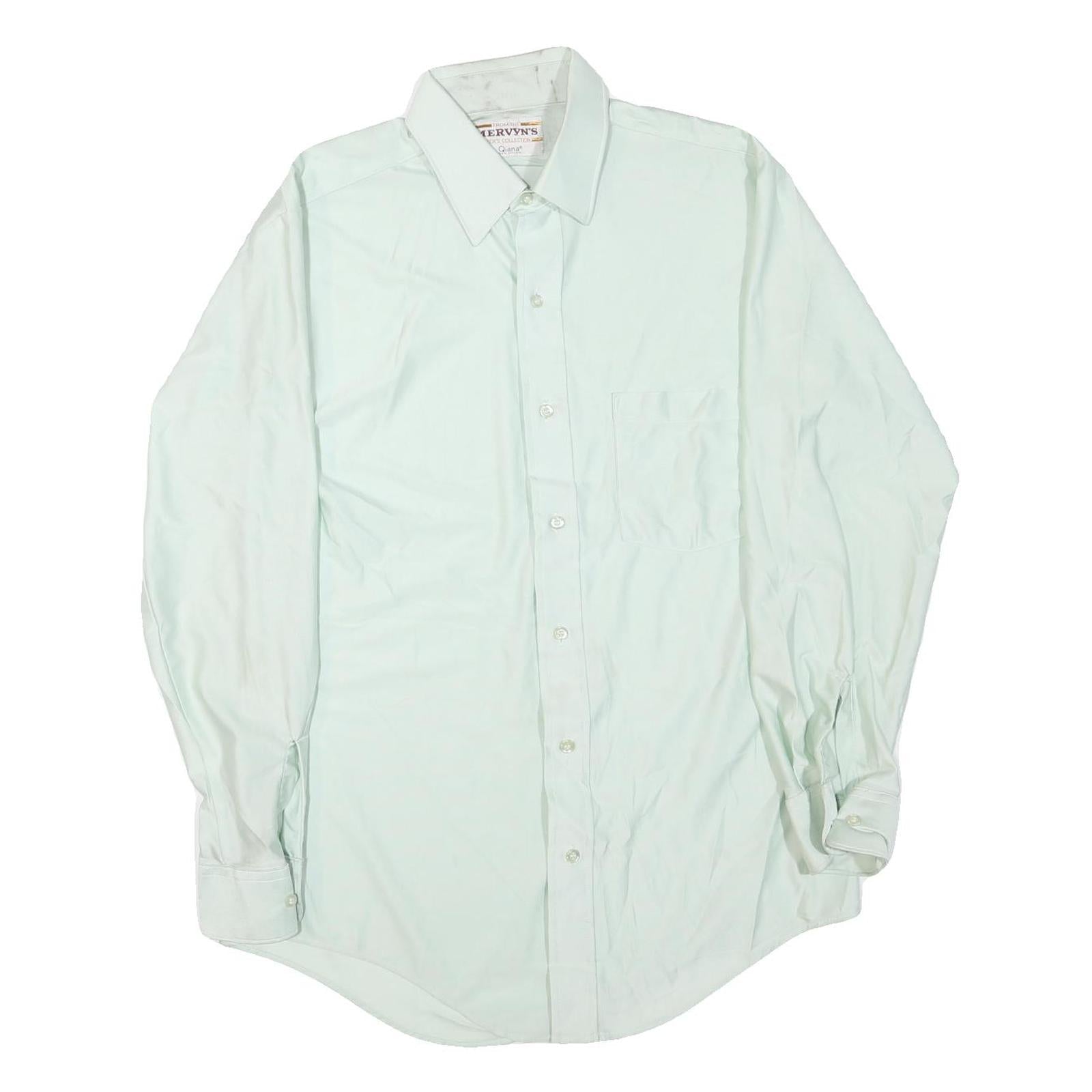 MERVYNS Mens White Plain Shirt M Classic Fit Button Collar Polyester Blend Refurbished - N/A refurbished available on Cerqular