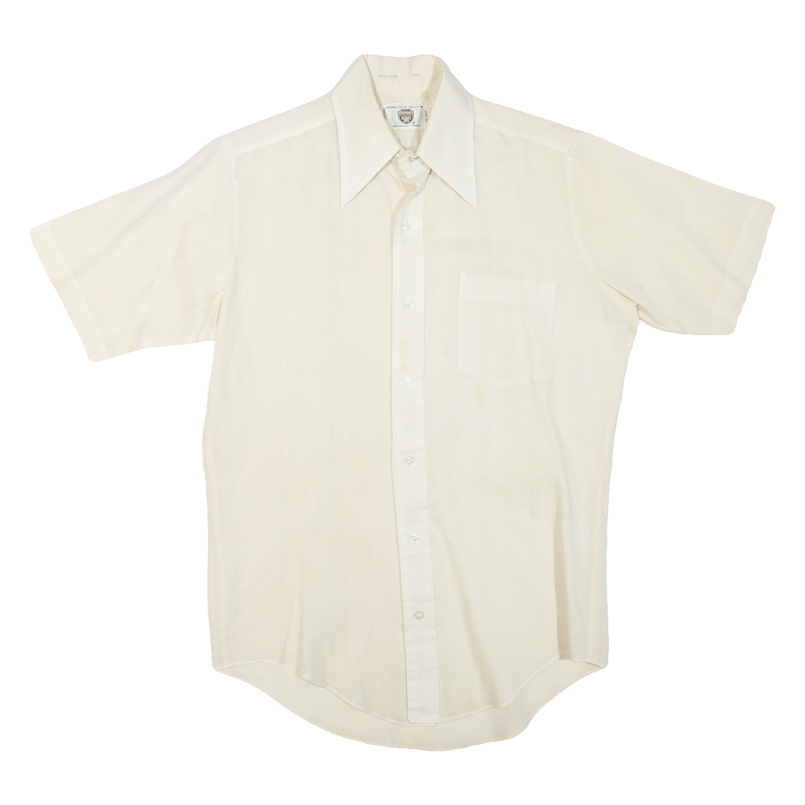 Mens White Polyester Blend Short Sleeve Shirt S Classic Collar Chest Pocket Refurbished - N/A refurbished available on Cerqular