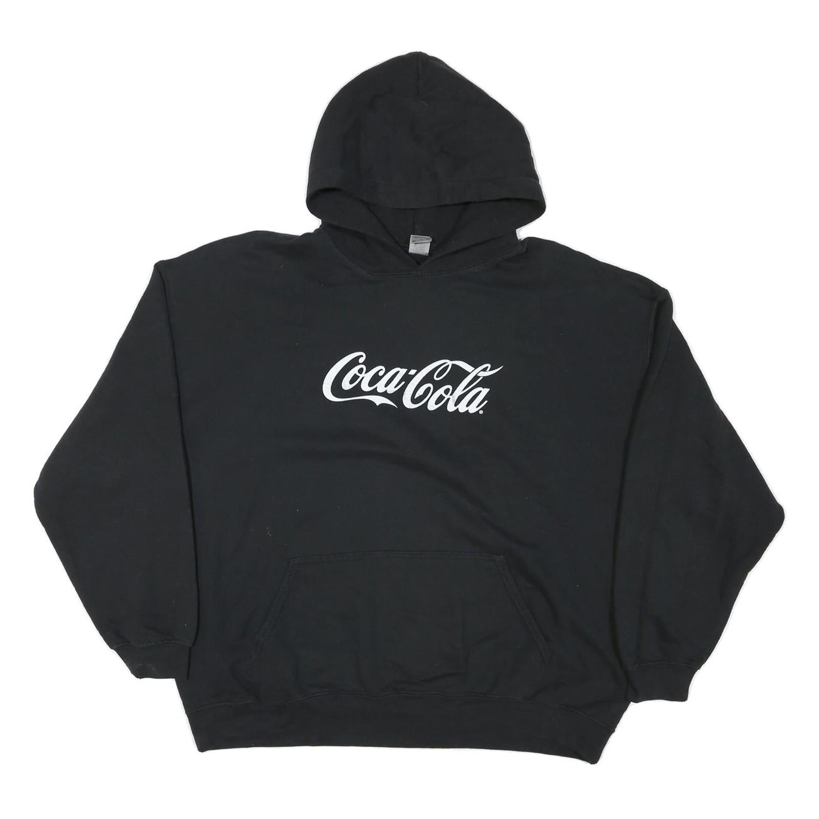 GILDAN Mens Black Coca-Cola Hoodie XL Cotton Blend Pullover Casual Sweatshirt Refurbished - N/A refurbished available on Cerqular