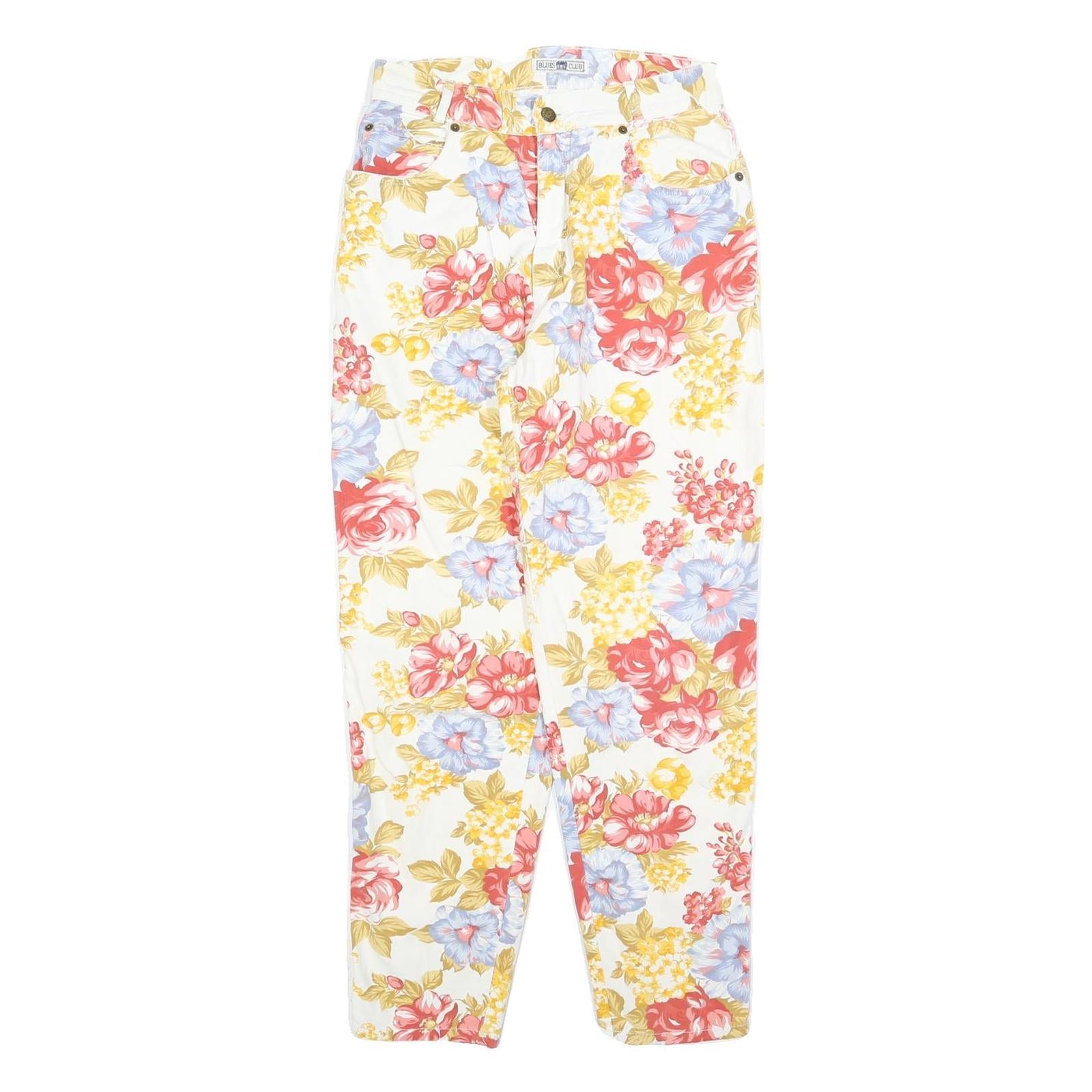 BLUES CLUB Womens Cotton Blend White & Multicolour Floral Regular Fit Straight Refurbished - N/A refurbished available on Cerqular