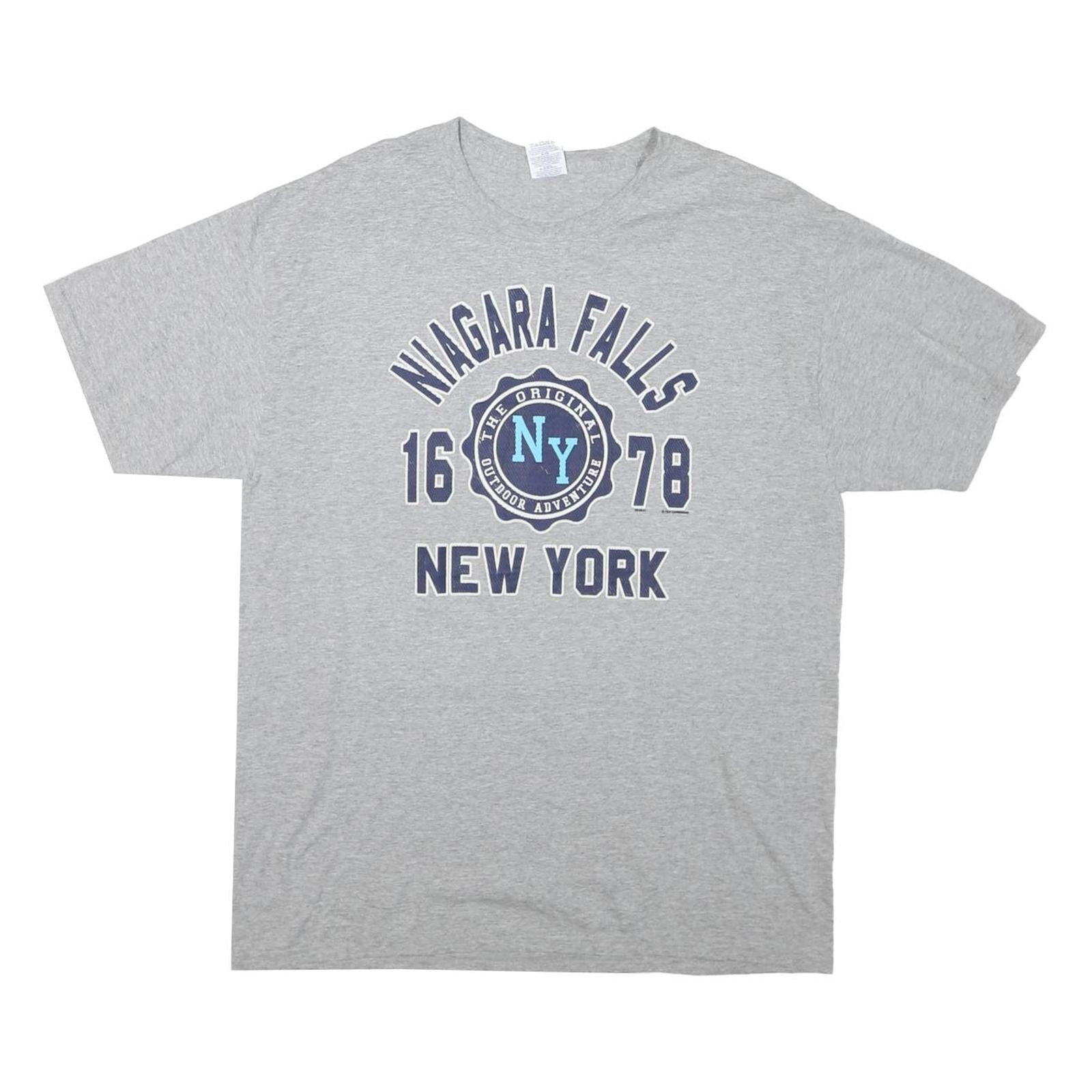JERZEES Mens Grey Niagara Falls New York Graphic T-Shirt L Short Sleeve Crew Refurbished - N/A refurbished available on Cerqular