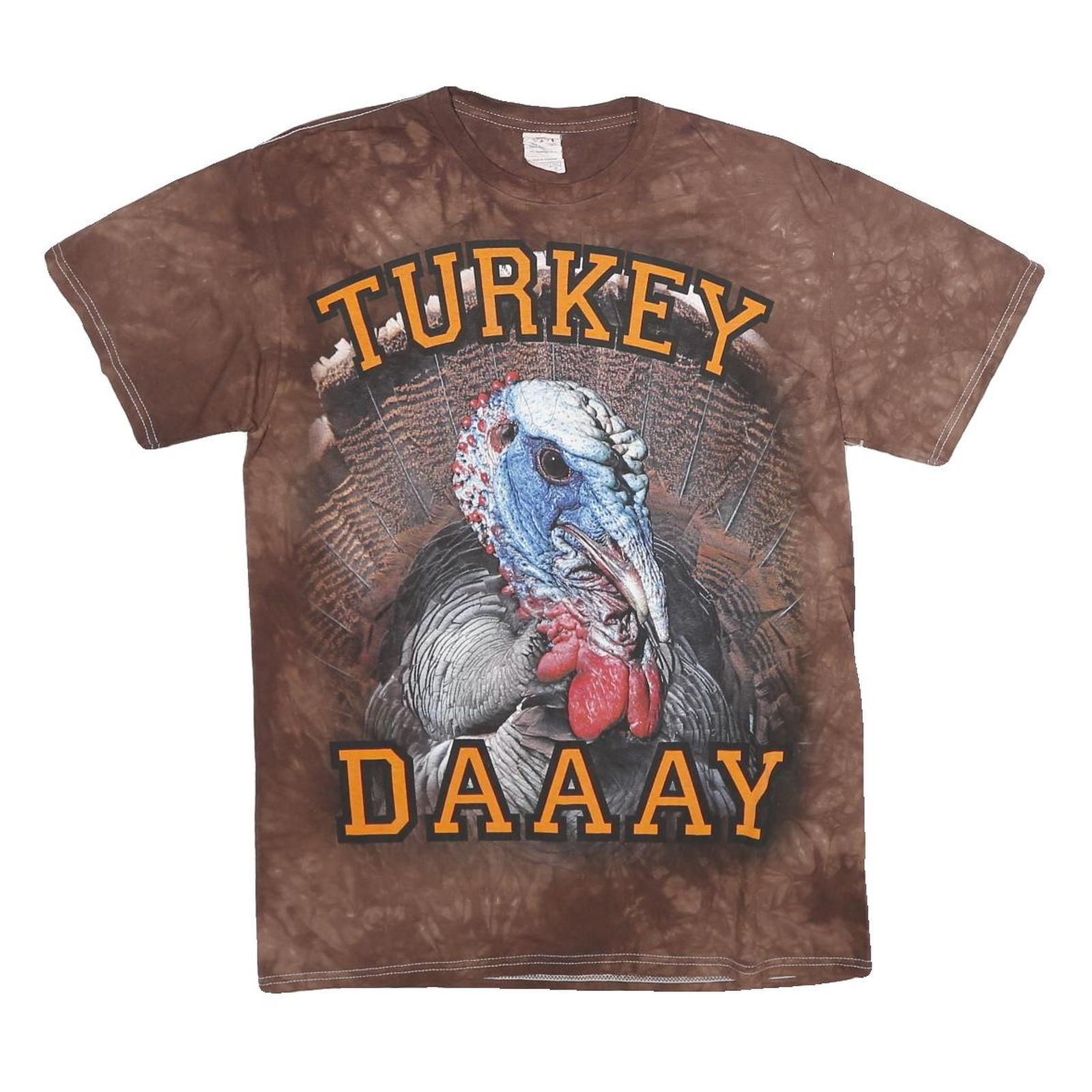 DELTA PRO WEIGHT Mens Brown Tie Dye Turkey Graphic T-Shirt M Short Sleeve Crew Refurbished - N/A refurbished available on Cerqular