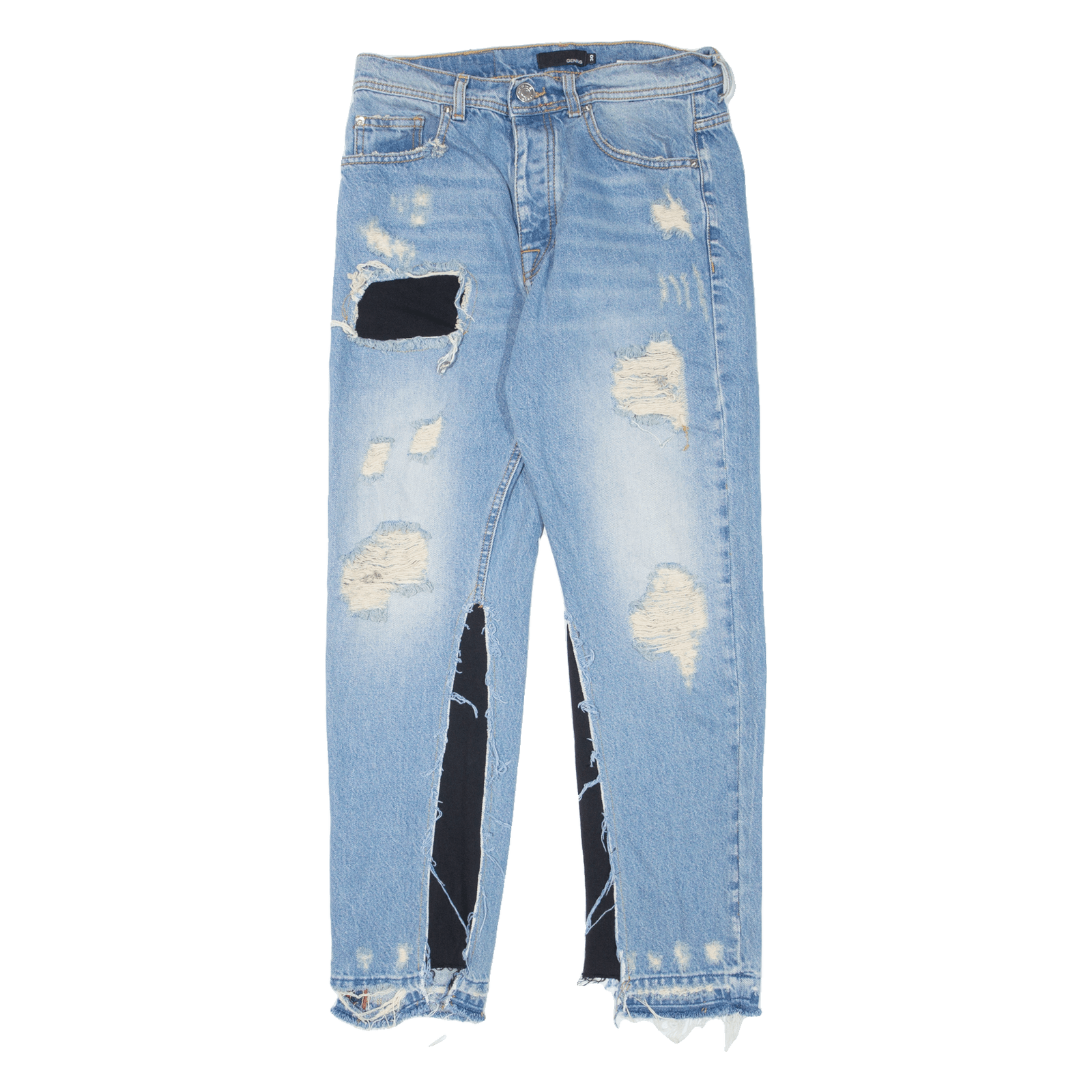 GENIUS Customised Distressed Womens Jeans Blue Slim Tapered Stone Wash W30 L27 Refurbished - N/A refurbished available on Cerqular