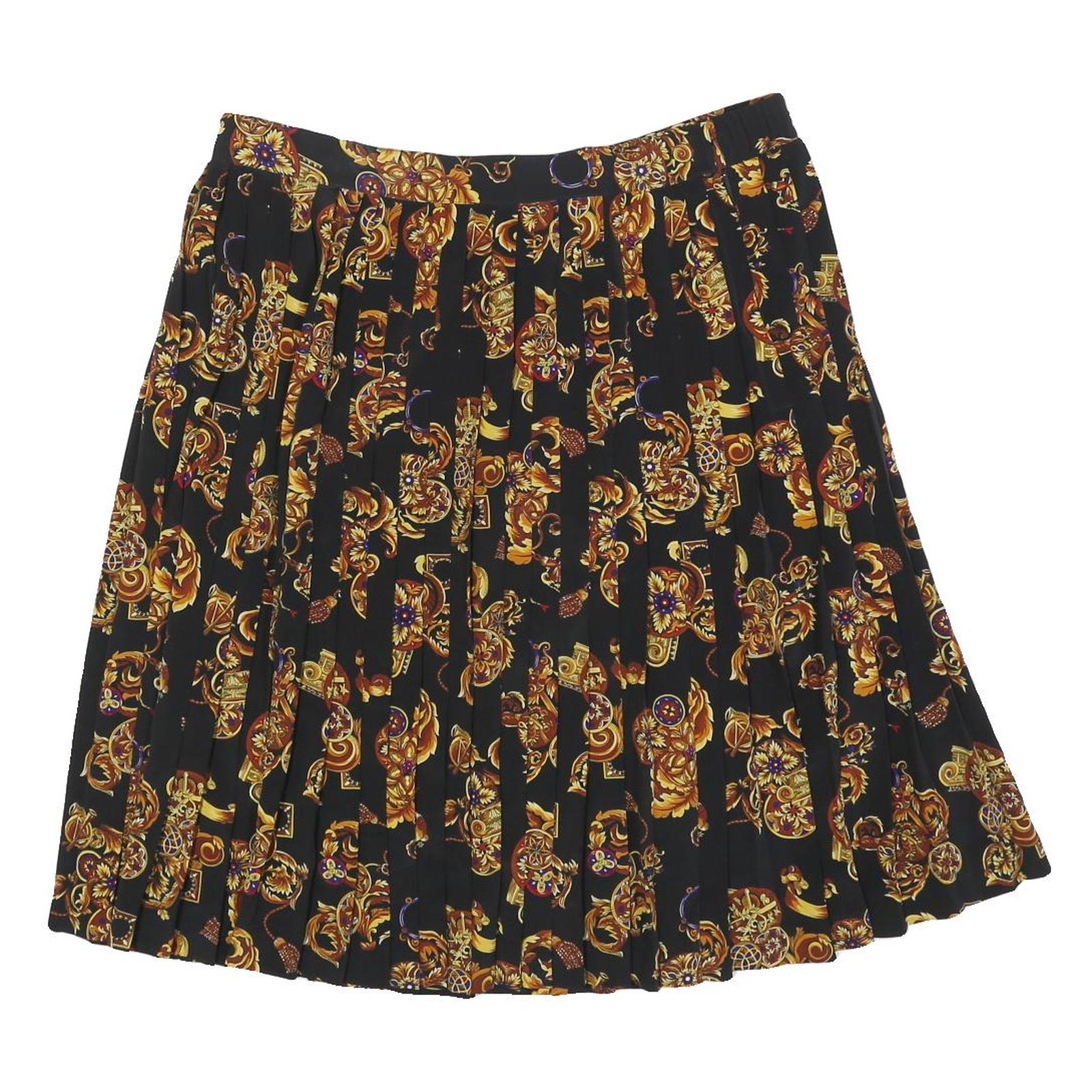 SK & COMPANY Womens Black Floral Pleated Knee Length Polyester Blend Skirt Size Refurbished - N/A refurbished available on Cerqular
