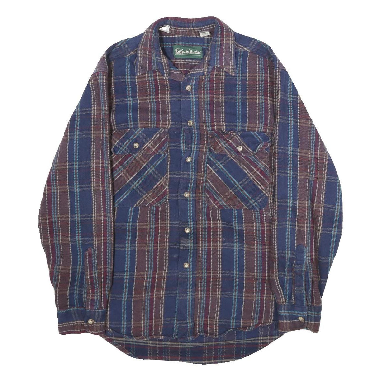 GANDER MOUNTAIN Mens Blue & Brown Check Shirt M Button Front Casual Workwear Refurbished - N/A refurbished available on Cerqular