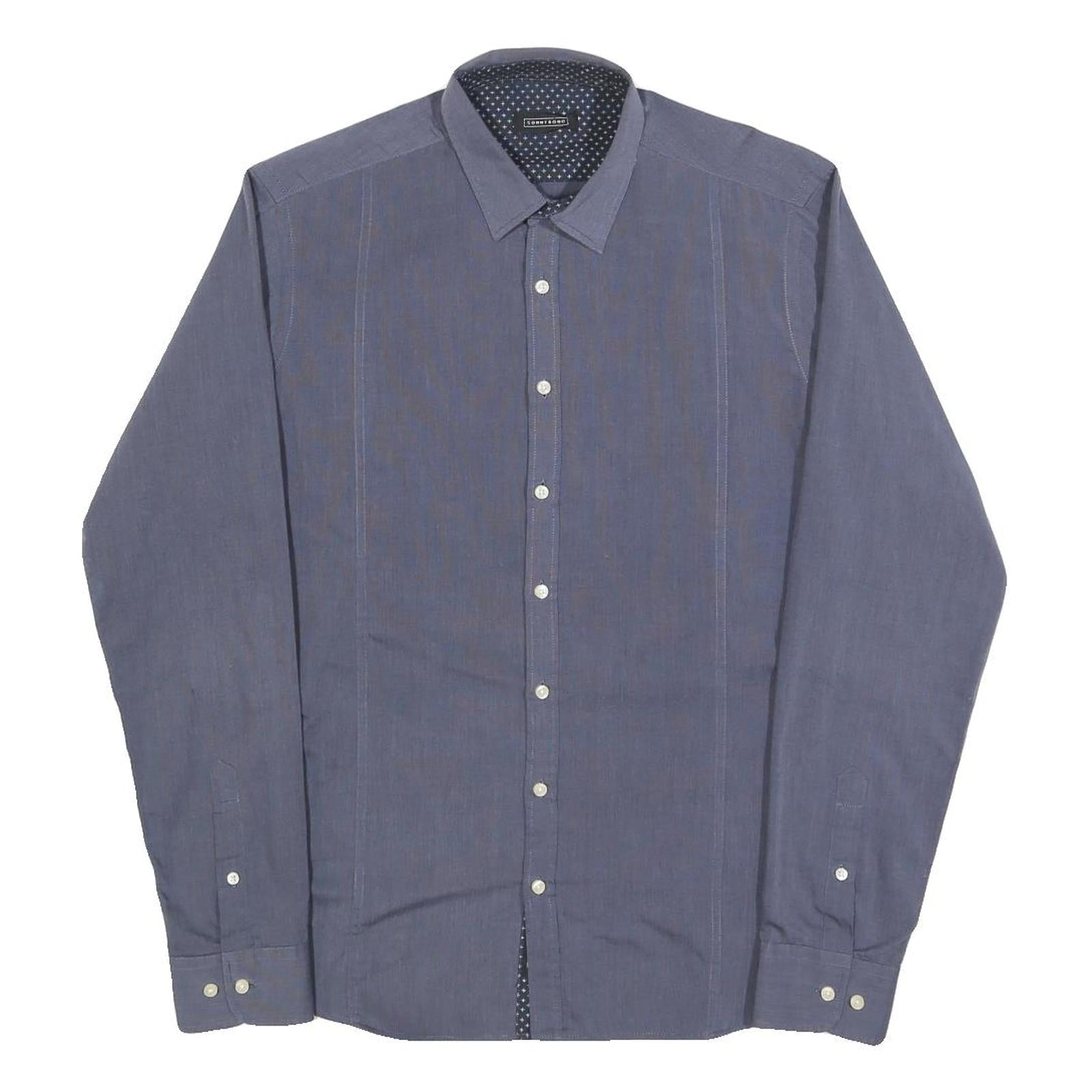 SONNYBONO Mens Blue Shirt M Cotton Blend Long Sleeve Button Collar Casual Smart Refurbished - N/A refurbished available on Cerqular